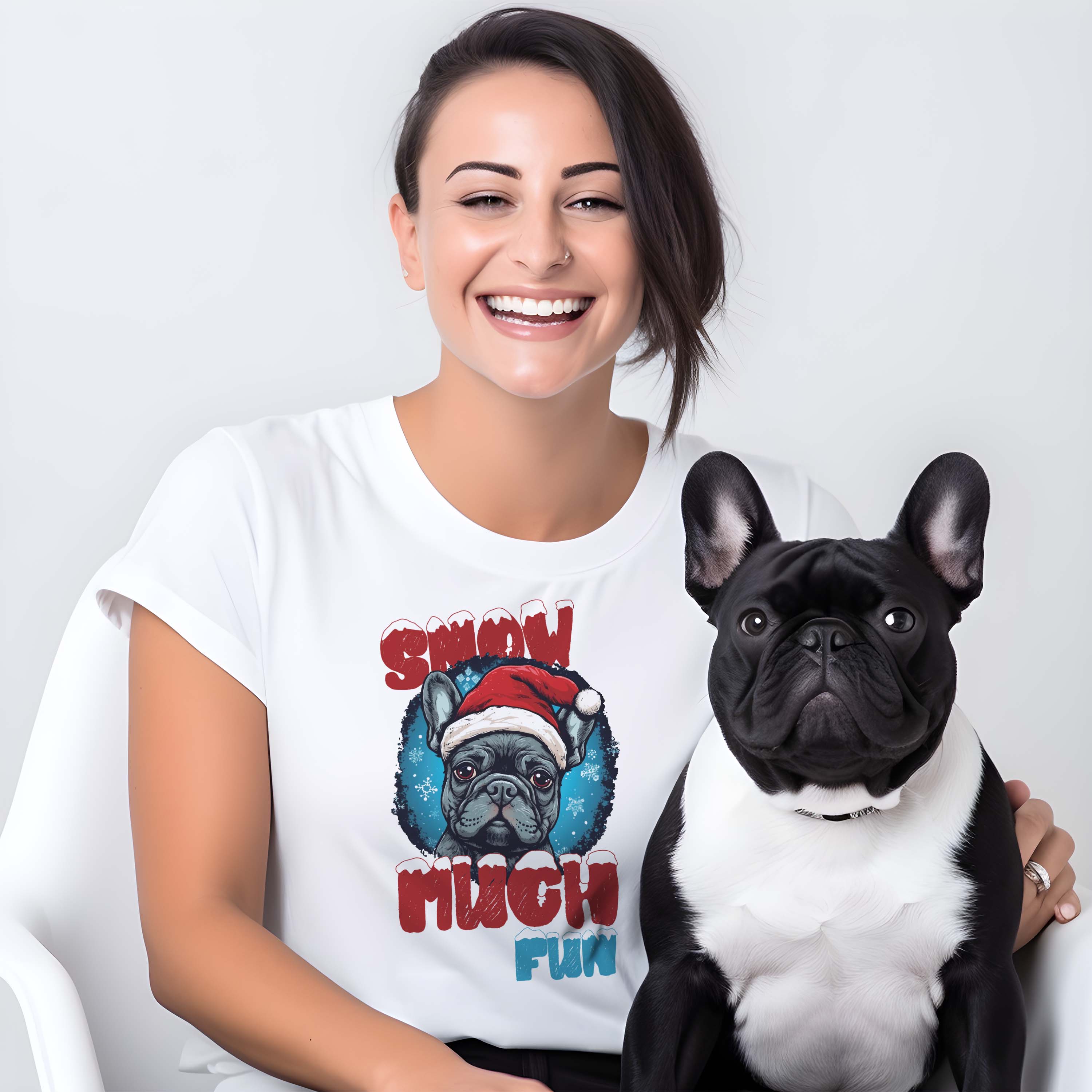Snow Fun- Unisex T-Shirt for French Bulldog Owners and Fans-fadou