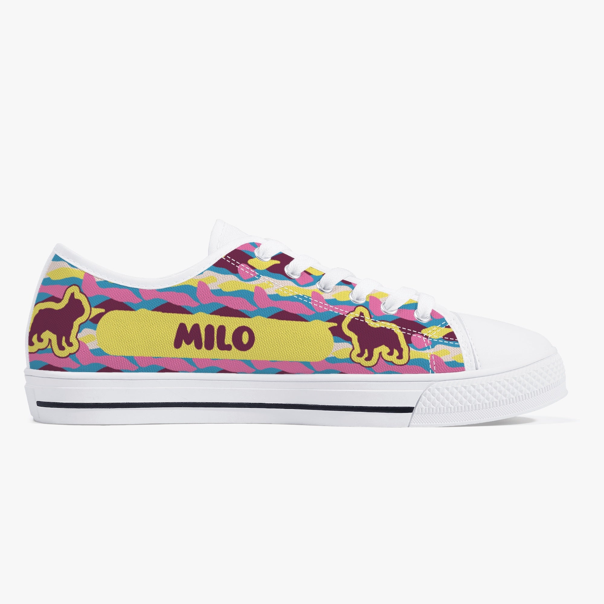 French Bulldog Personalized Canvas Sneakers for Everyday Wear-fadou