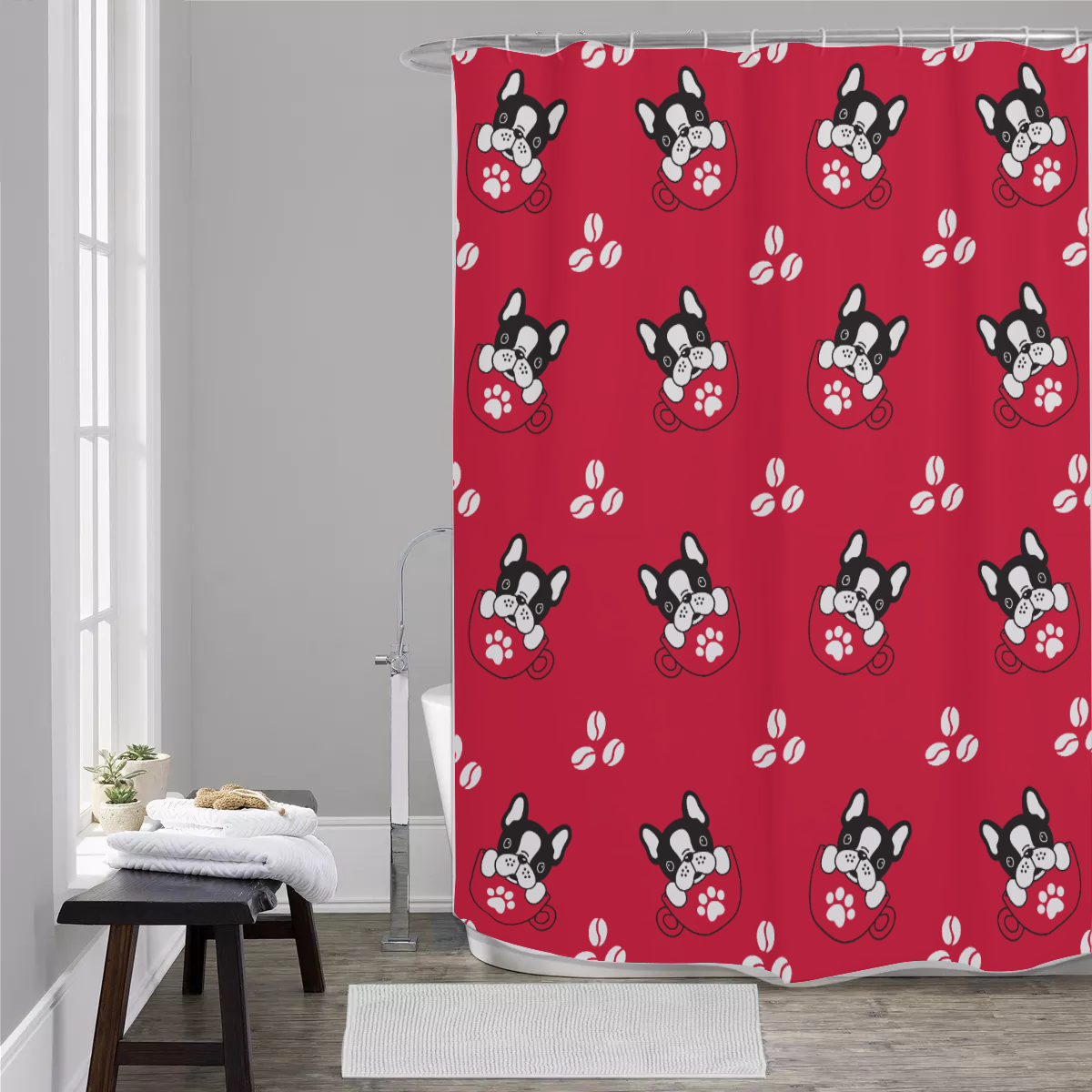 HENRY French Bulldog Bathroom Curtain for Dog Moms & Dads-fadou