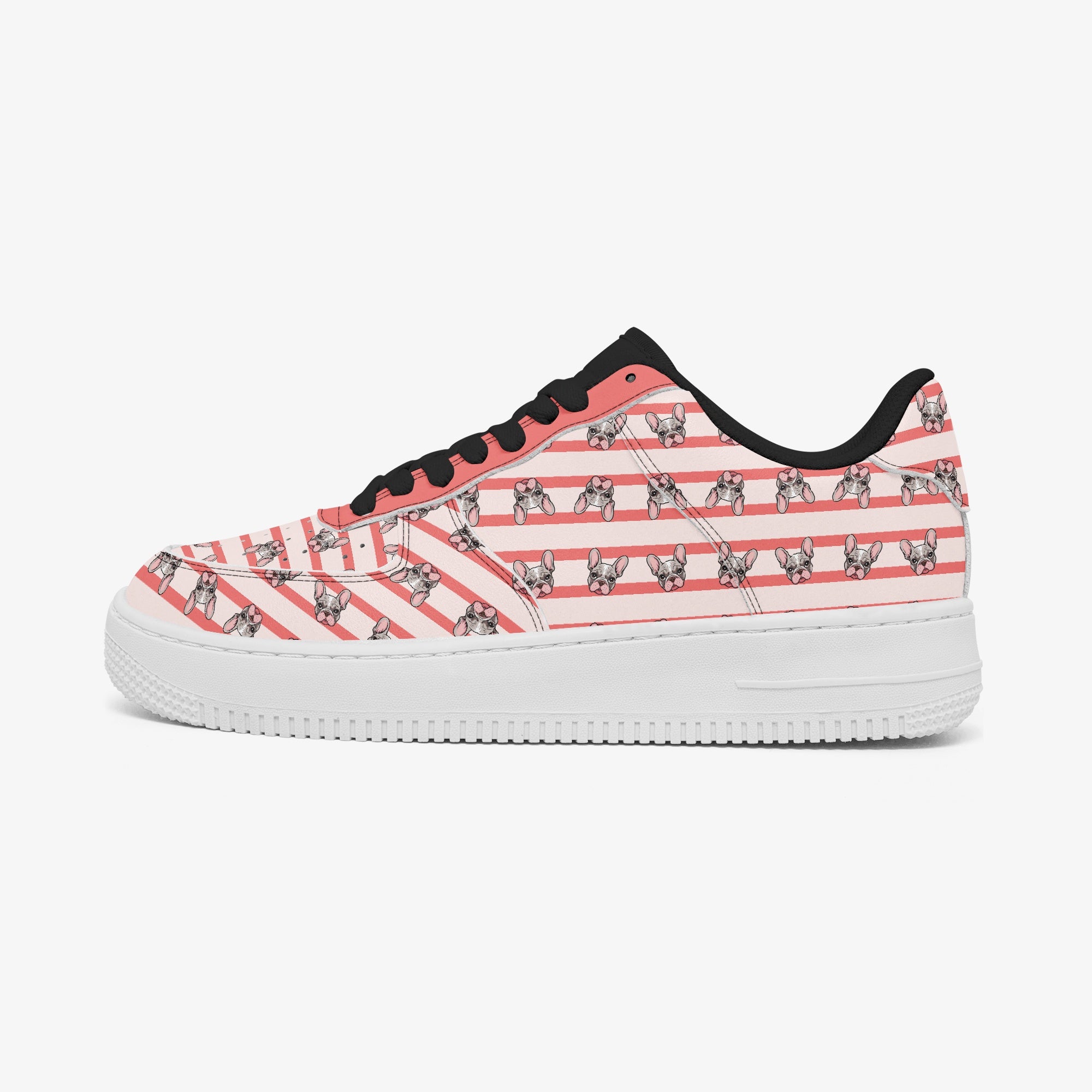 Low-Top Leather Canvas Sneakers for Frenchie Enthusiasts-fadou