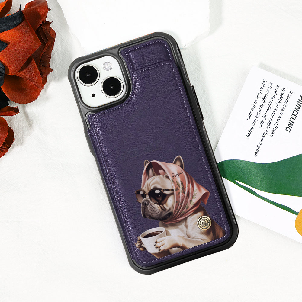 Winnie French Bulldog Leather Wallet for Dog Moms & Dads-fadou