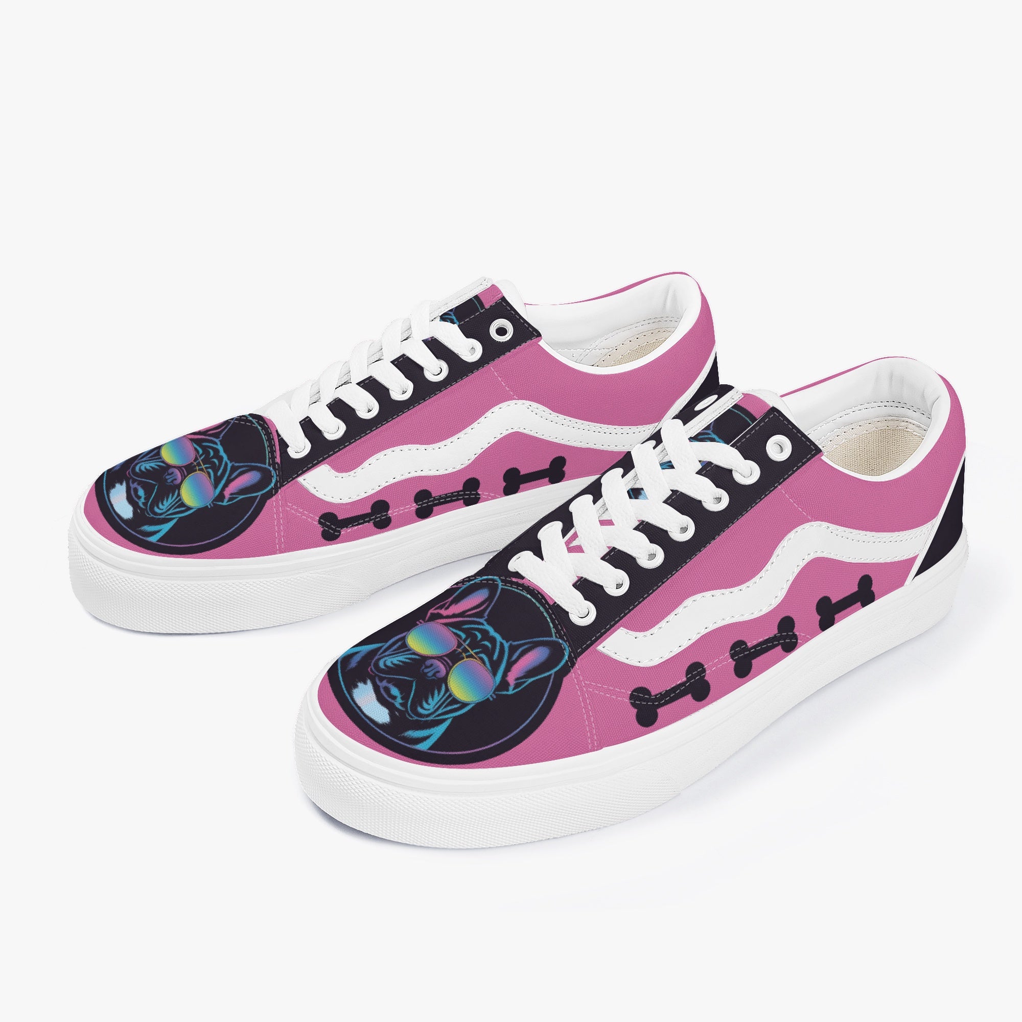 Low-Top Trendy Canvas Sneakers for Frenchie Enthusiasts-fadou