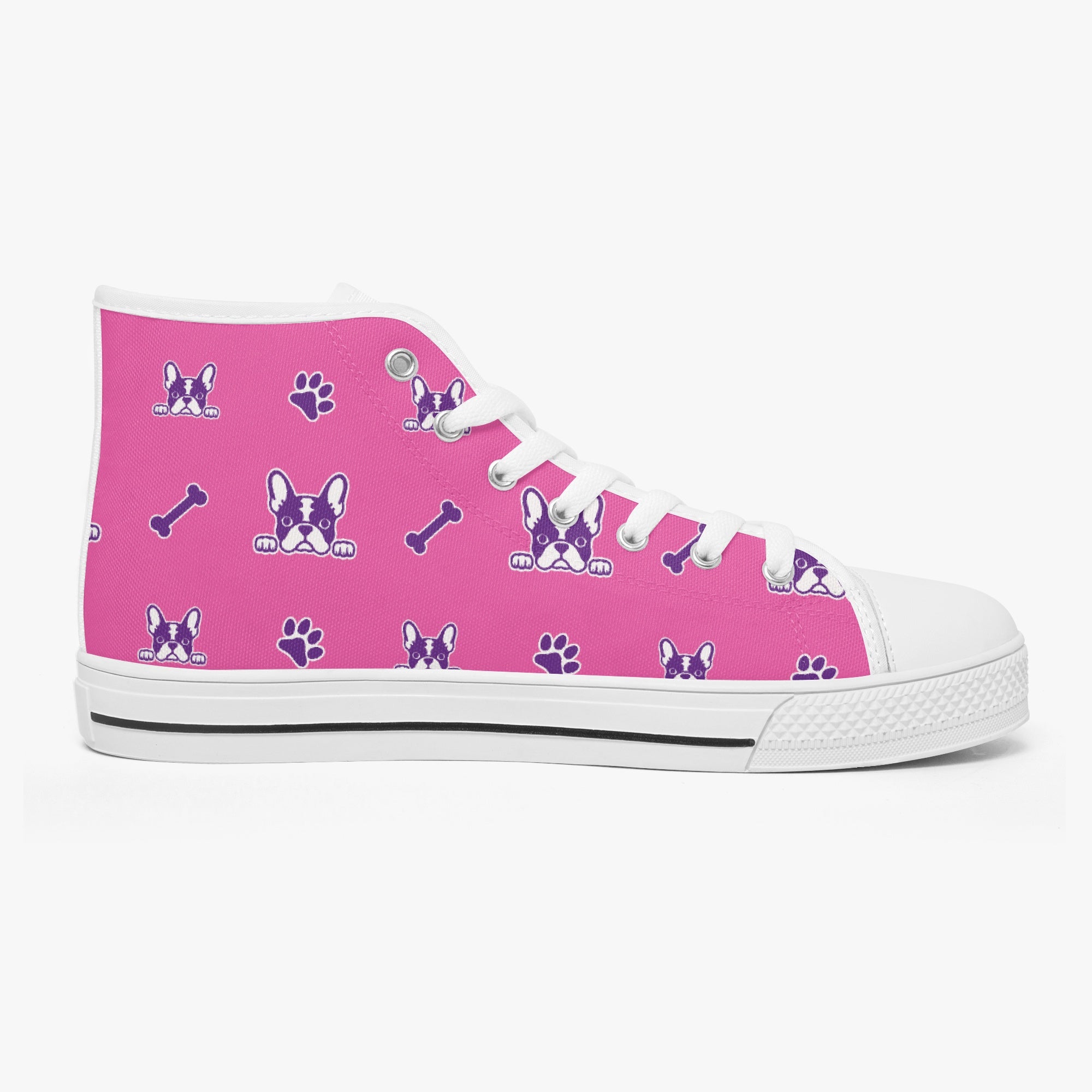 French Bulldog High-Top Classic Sneakers for Dog Park Days-fadou