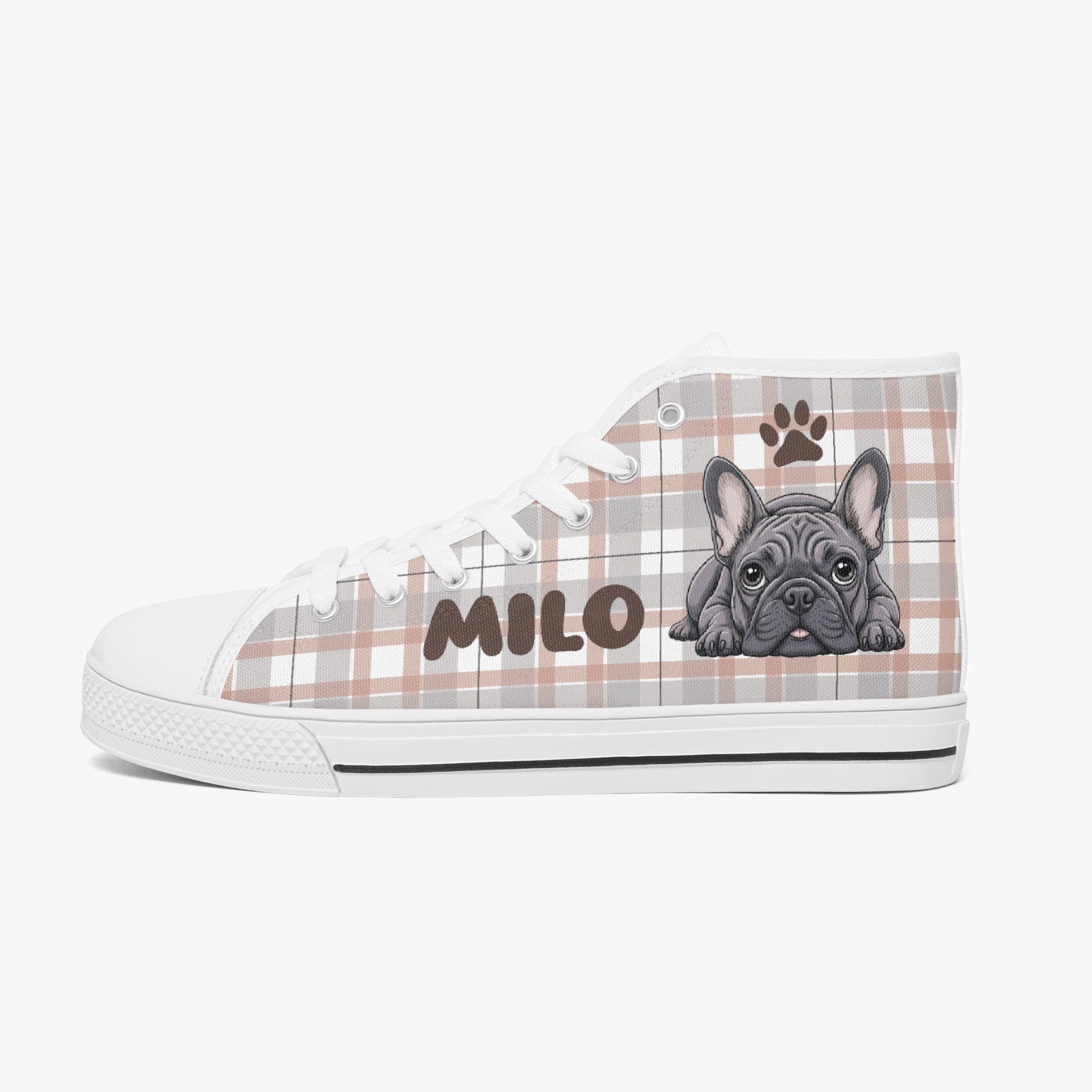 Frenchie Personalized Canvas Sneakers for Frenchie Enthusiasts-fadou