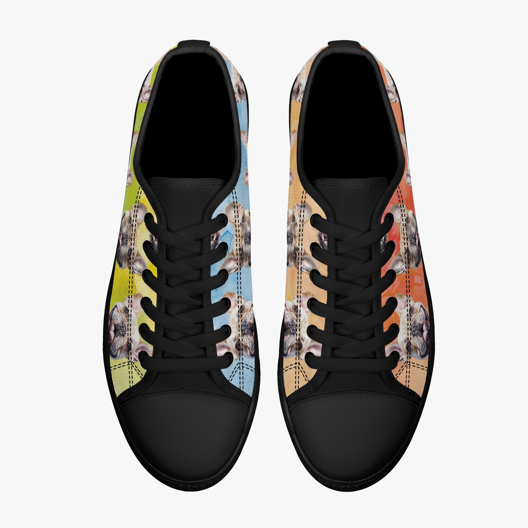 Low-Top Classic Canvas Sneakers for Frenchie Enthusiasts-fadou