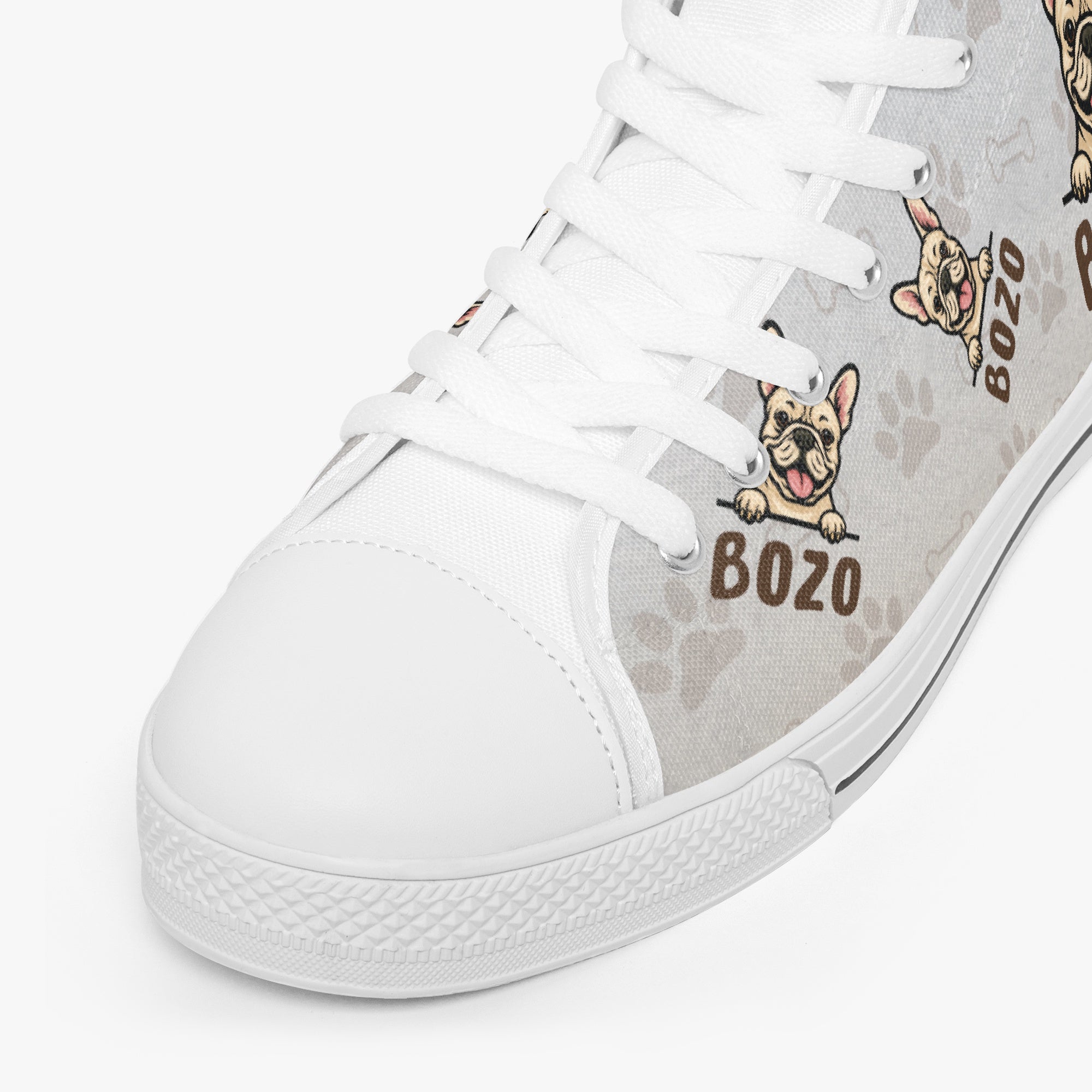 Denim Personalized High-Top Shoes for Frenchie Enthusiasts-fadou