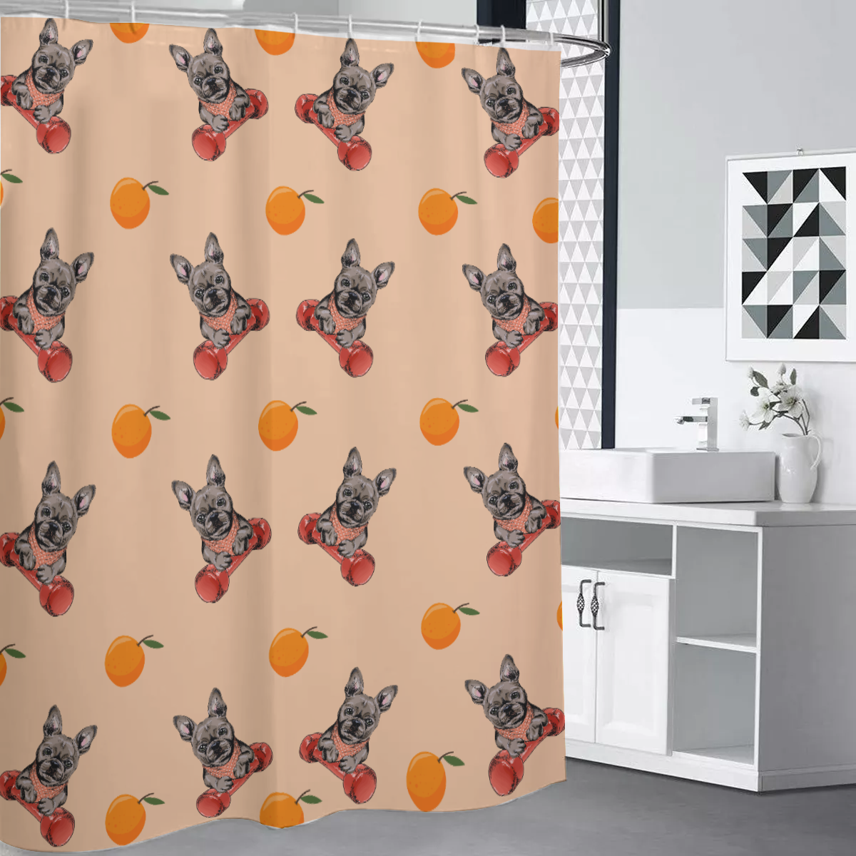 MAX French Bulldog Shower Curtain for Frenchie Enthusiasts-fadou