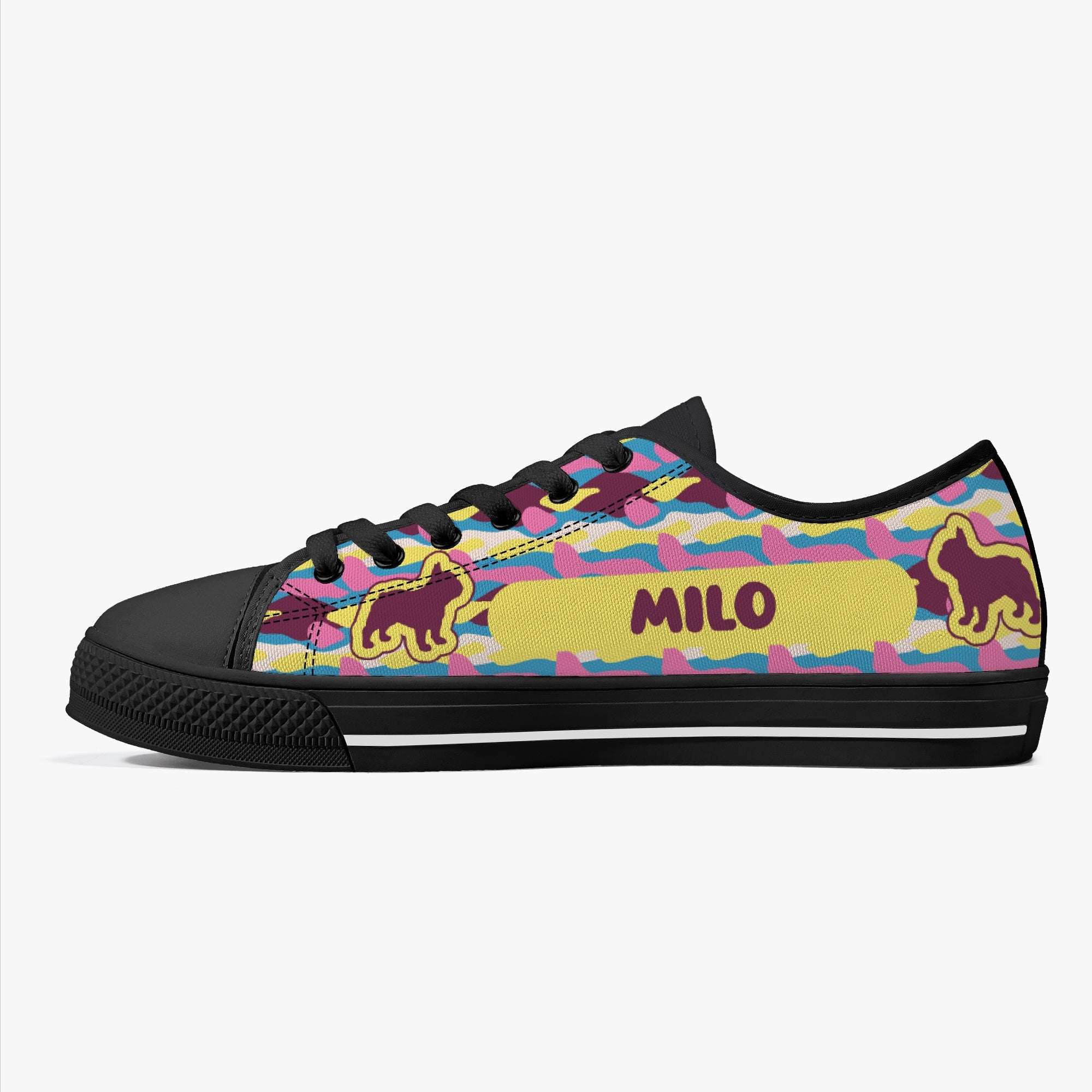 French Bulldog Personalized Canvas Sneakers for Everyday Wear-fadou