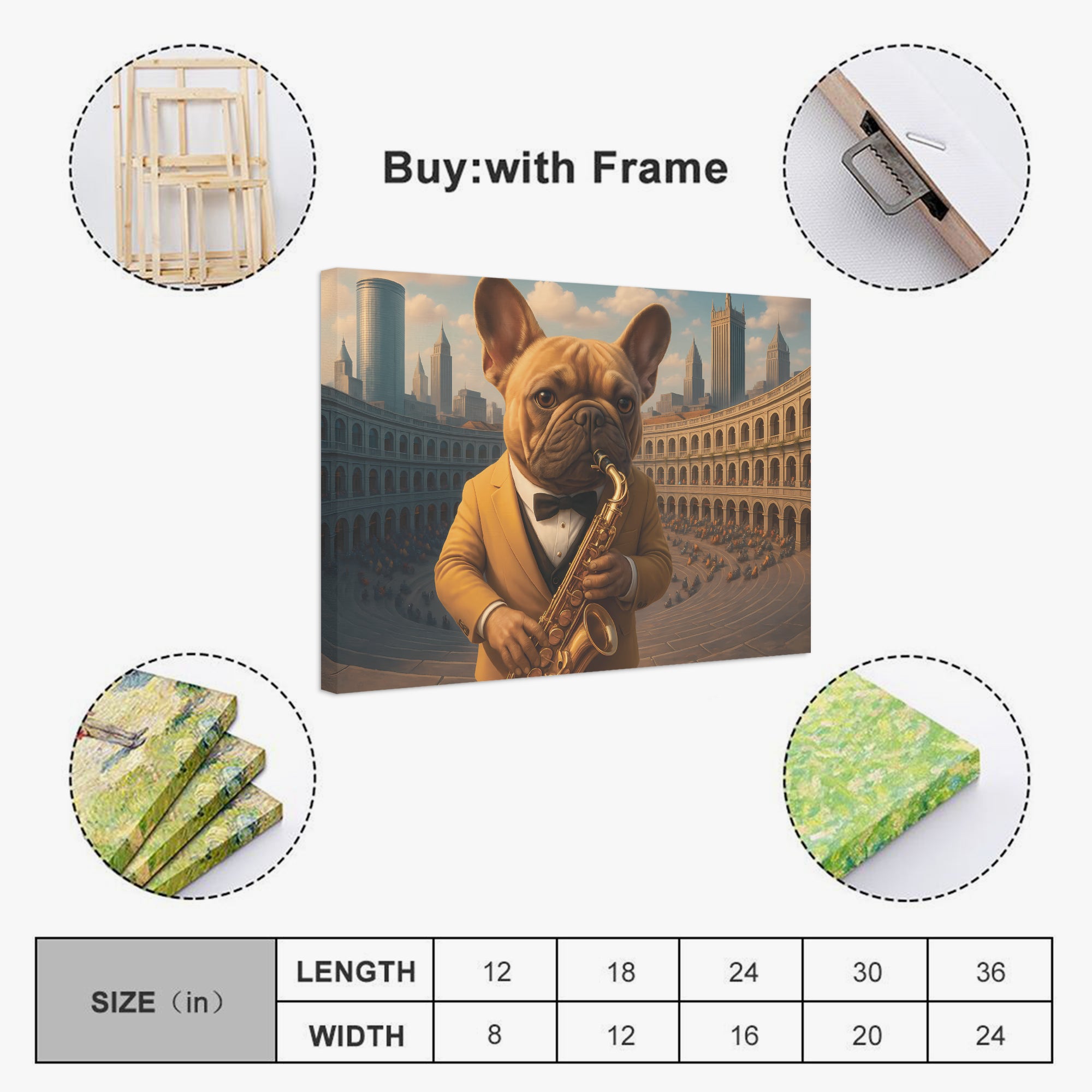 French Bulldog Adorable Canvas Wall Art for Frenchie Enthusiasts-fadou