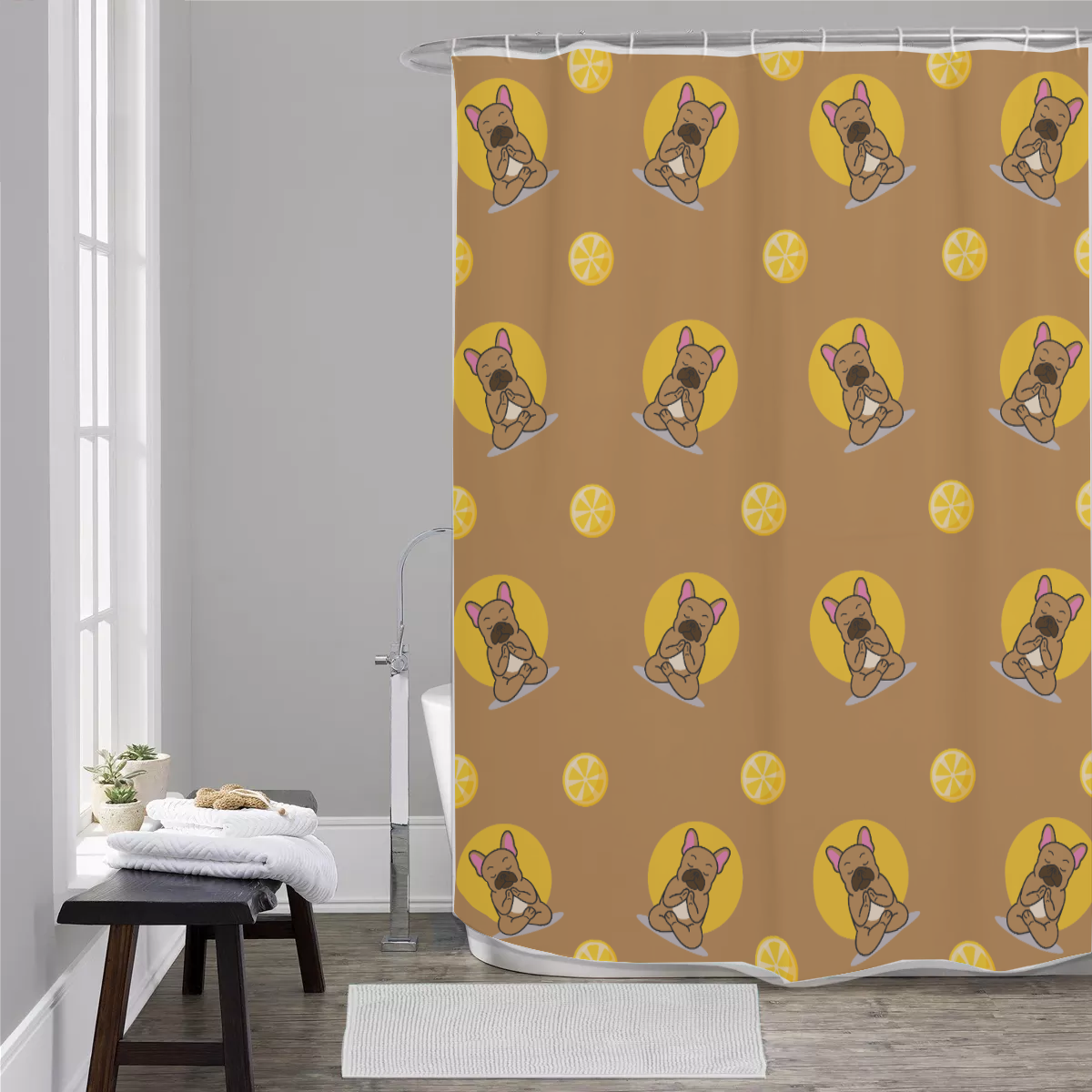 LEO French Bulldog Bathroom Curtain for Dog Moms & Dads-fadou