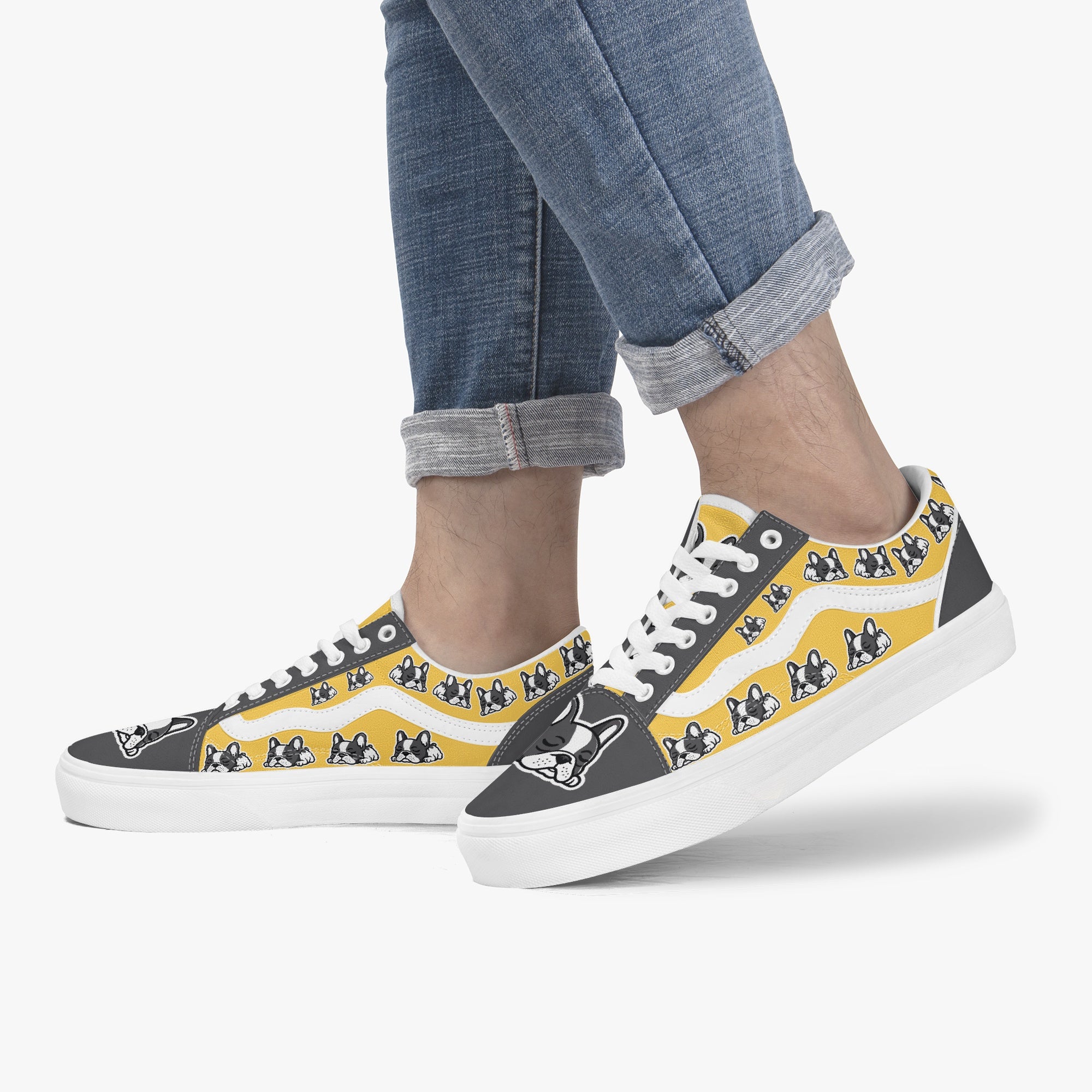 French Bulldog Trendy Canvas Sneakers for Frenchie Enthusiasts-fadou
