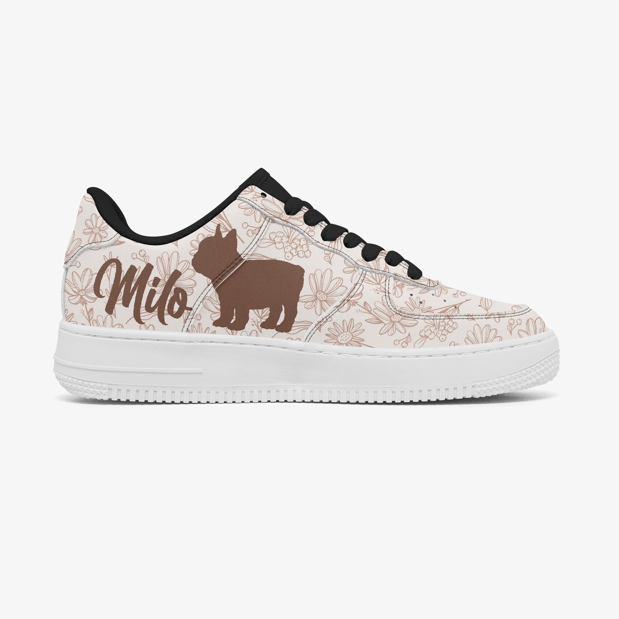 Leather Personalized Casual Footwear for Frenchie Enthusiasts-fadou