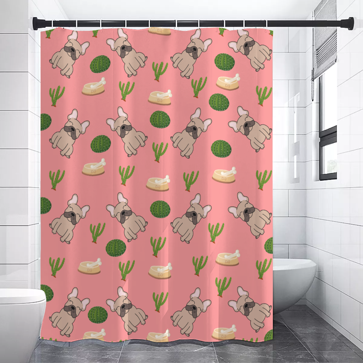HARLEY French Bulldog Shower Curtain for Frenchie Enthusiasts-fadou
