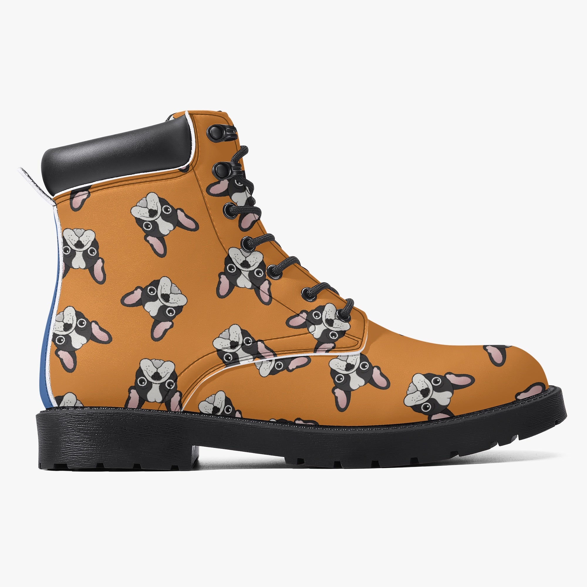 French Bulldog Leather Casual Boots for Frenchie Enthusiasts-fadou