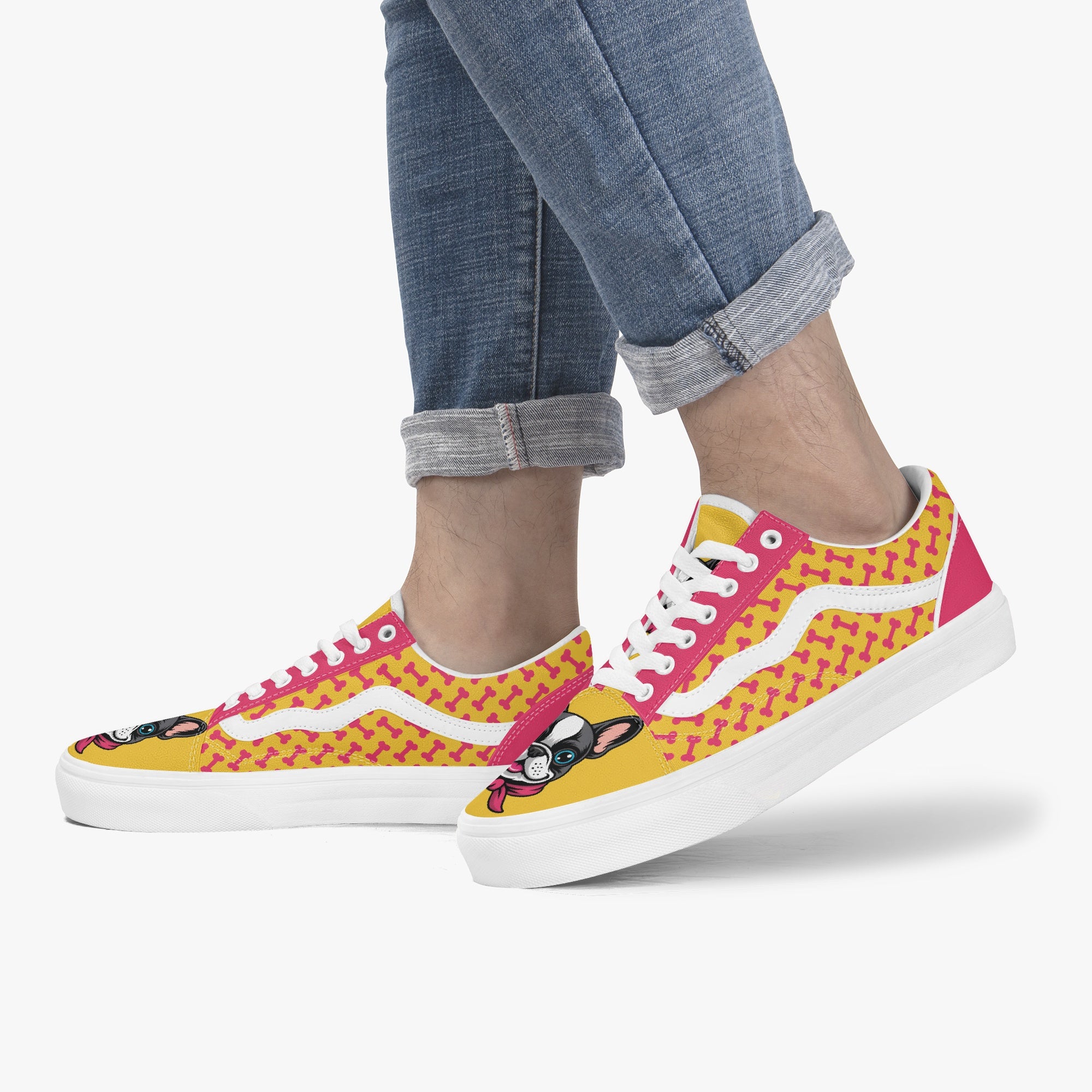 Low-Top Trendy Classic Sneakers for Frenchie Enthusiasts-fadou