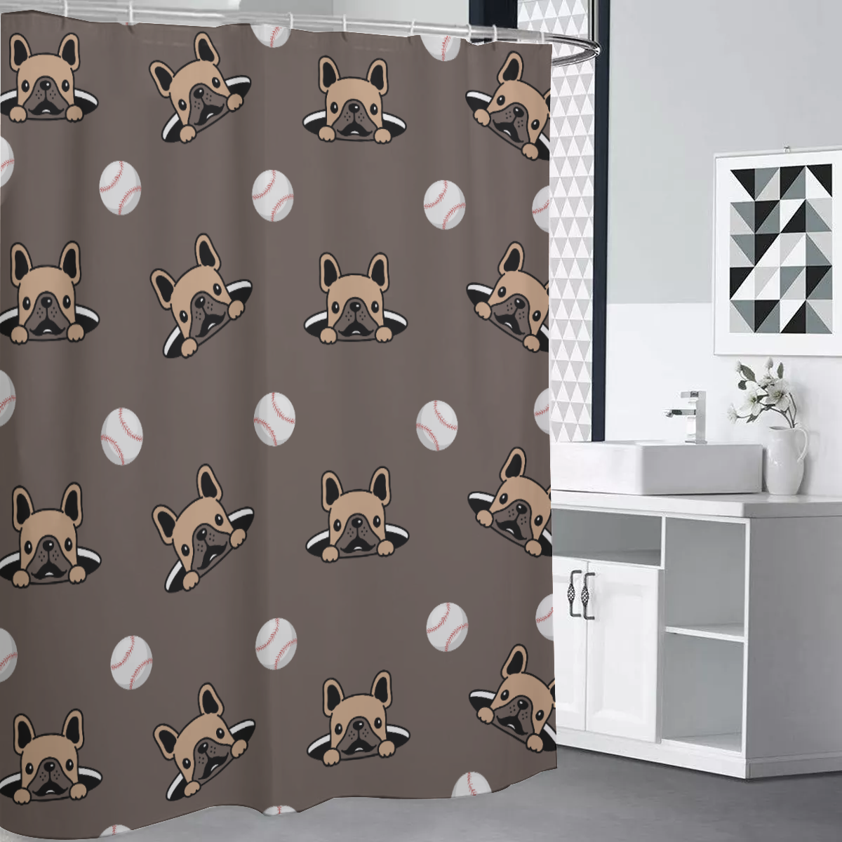 MAC French Bulldog Bathroom Curtain for Dog Moms & Dads-fadou