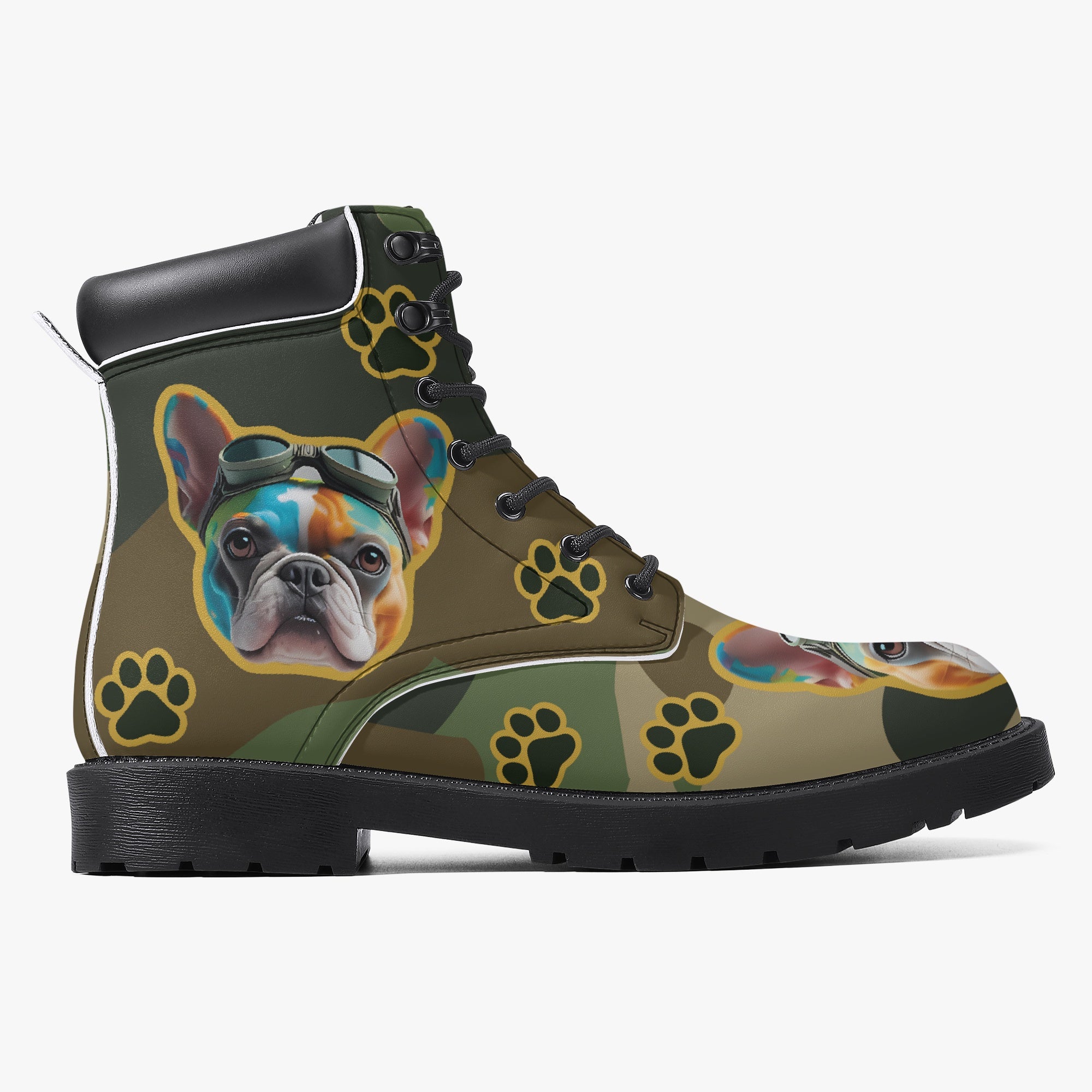 French Bulldog Leather Fashion Boots for Frenchie Enthusiasts-fadou