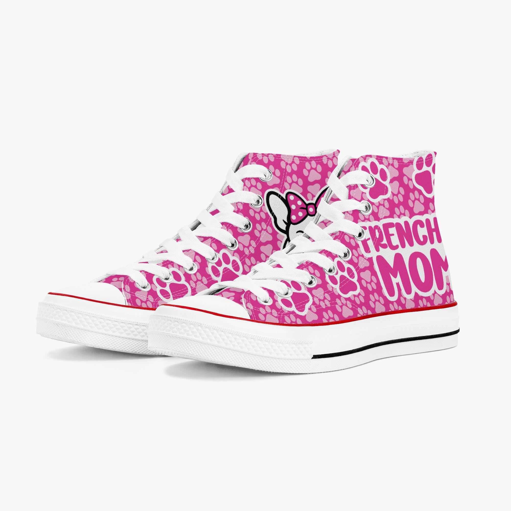 French Bulldog High-Top Canvas Sneakers for Bulldog Owners-fadou