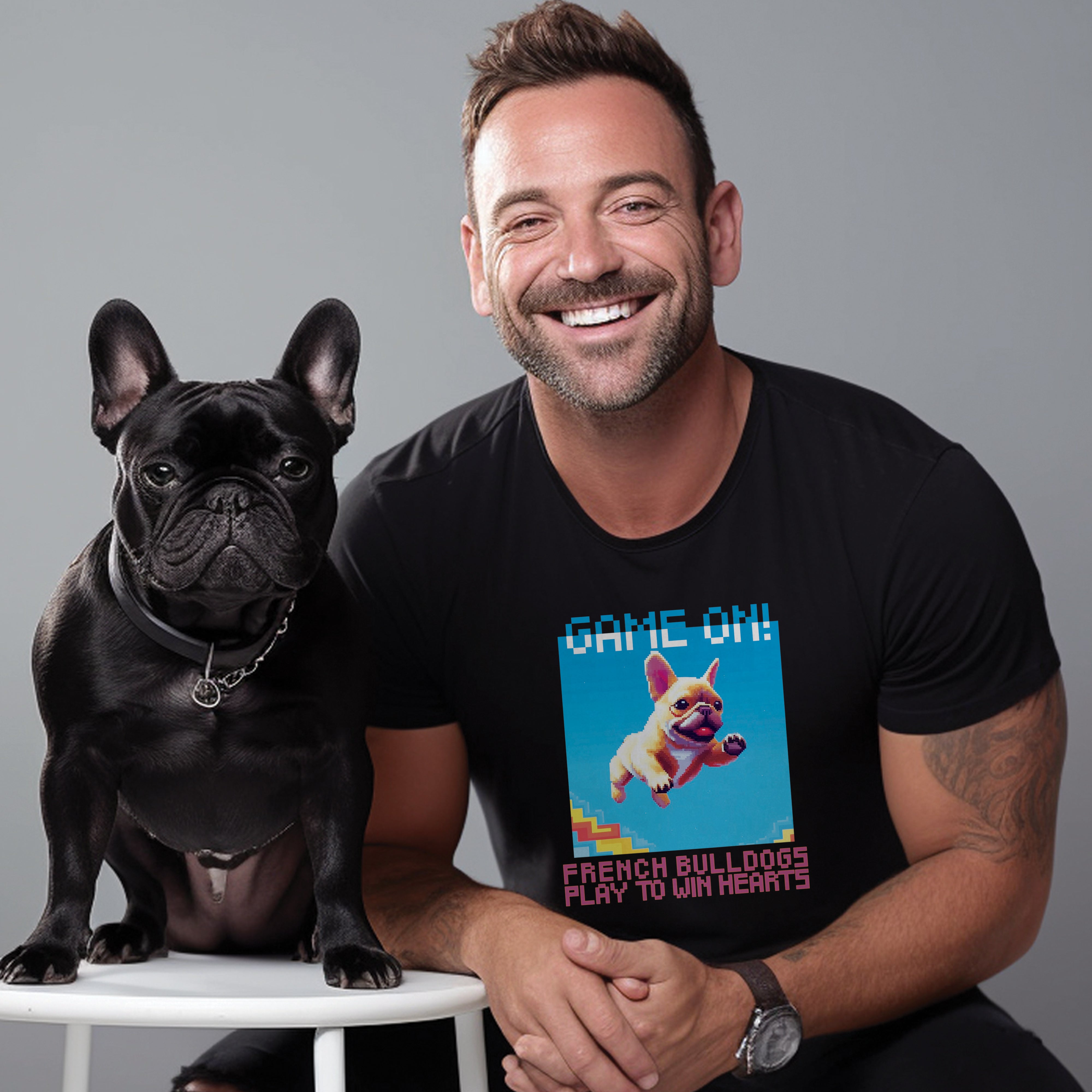 Pixel French Bulldog Cotton T-Shirt for Dog Moms & Dads-fadou