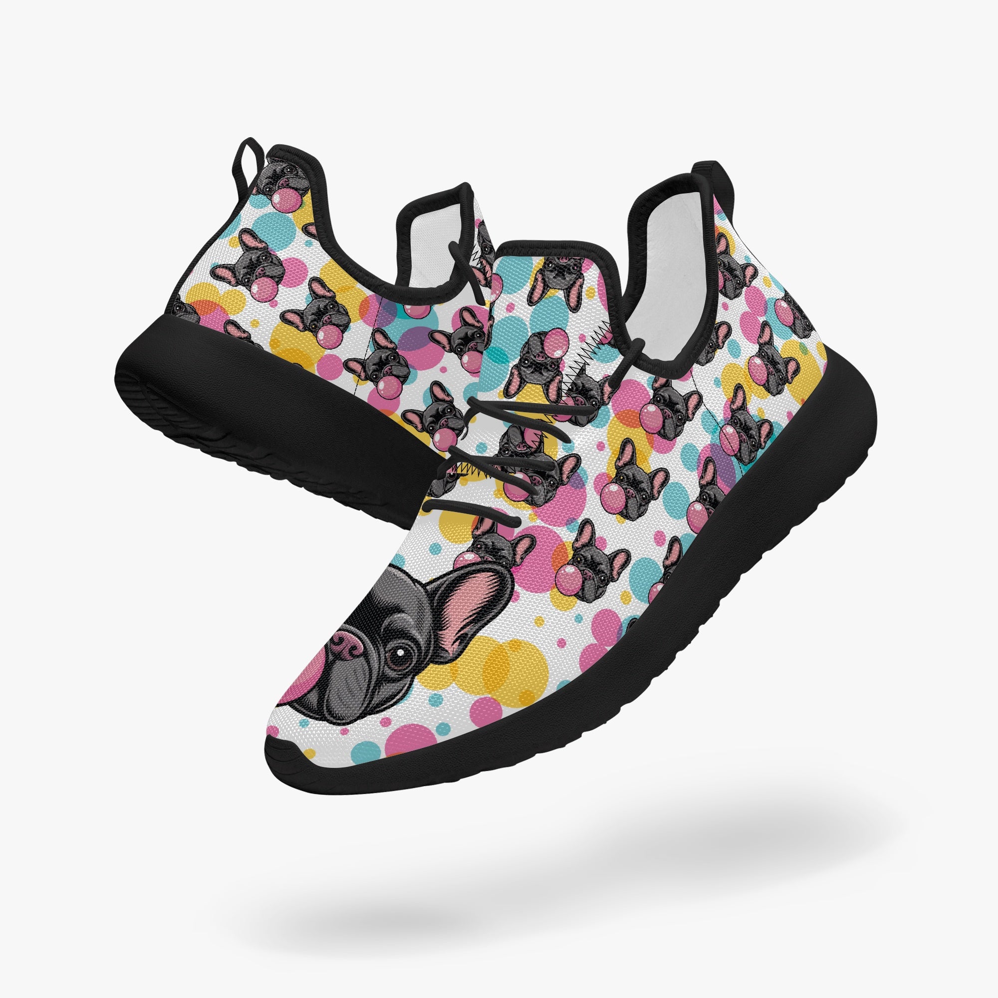 French Bulldog Denim Classic Sneakers for Frenchie Fans-fadou