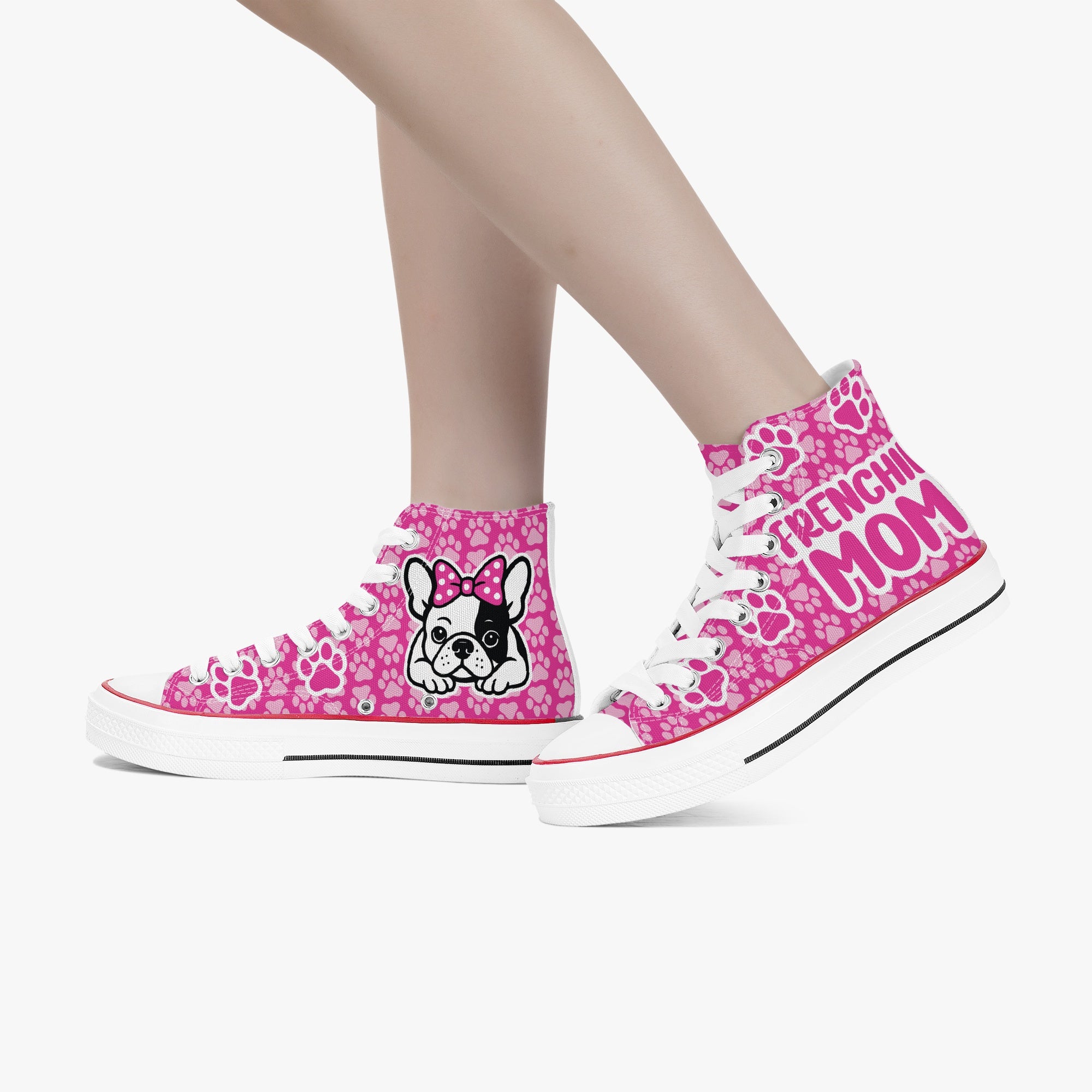 French Bulldog High-Top Canvas Sneakers for Bulldog Owners-fadou