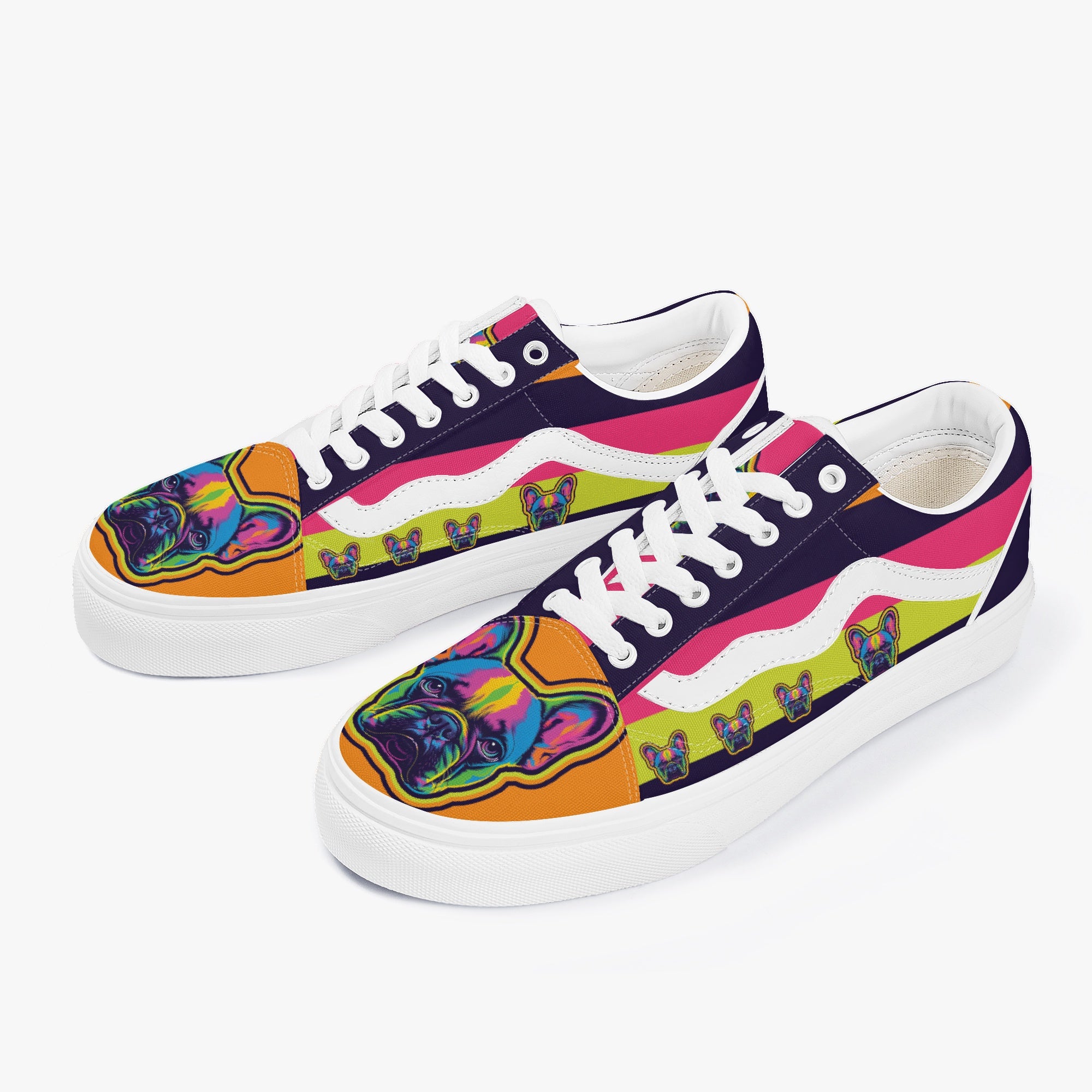 French Bulldog Trendy Canvas Sneakers for Bulldog Owners-fadou