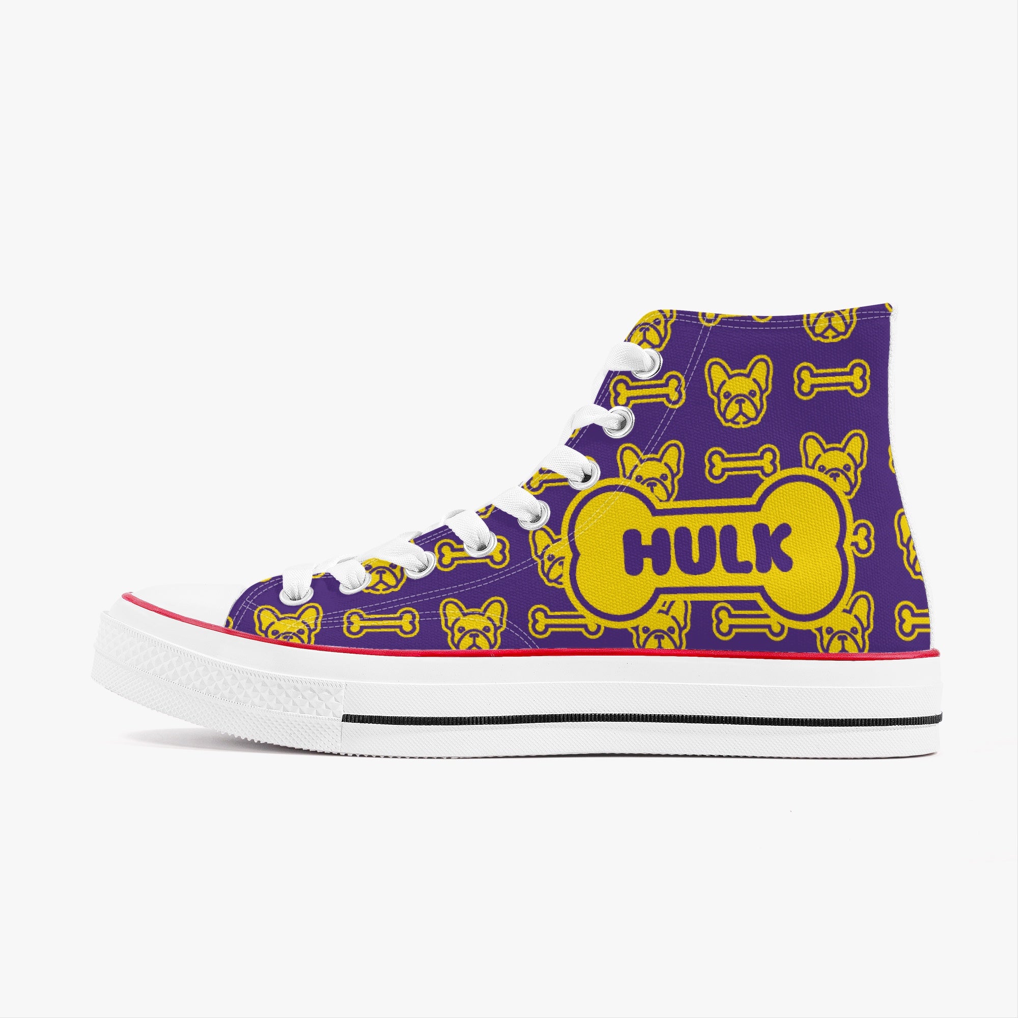 High-Top Personalized Canvas Sneakers for Bulldog Owners-fadou