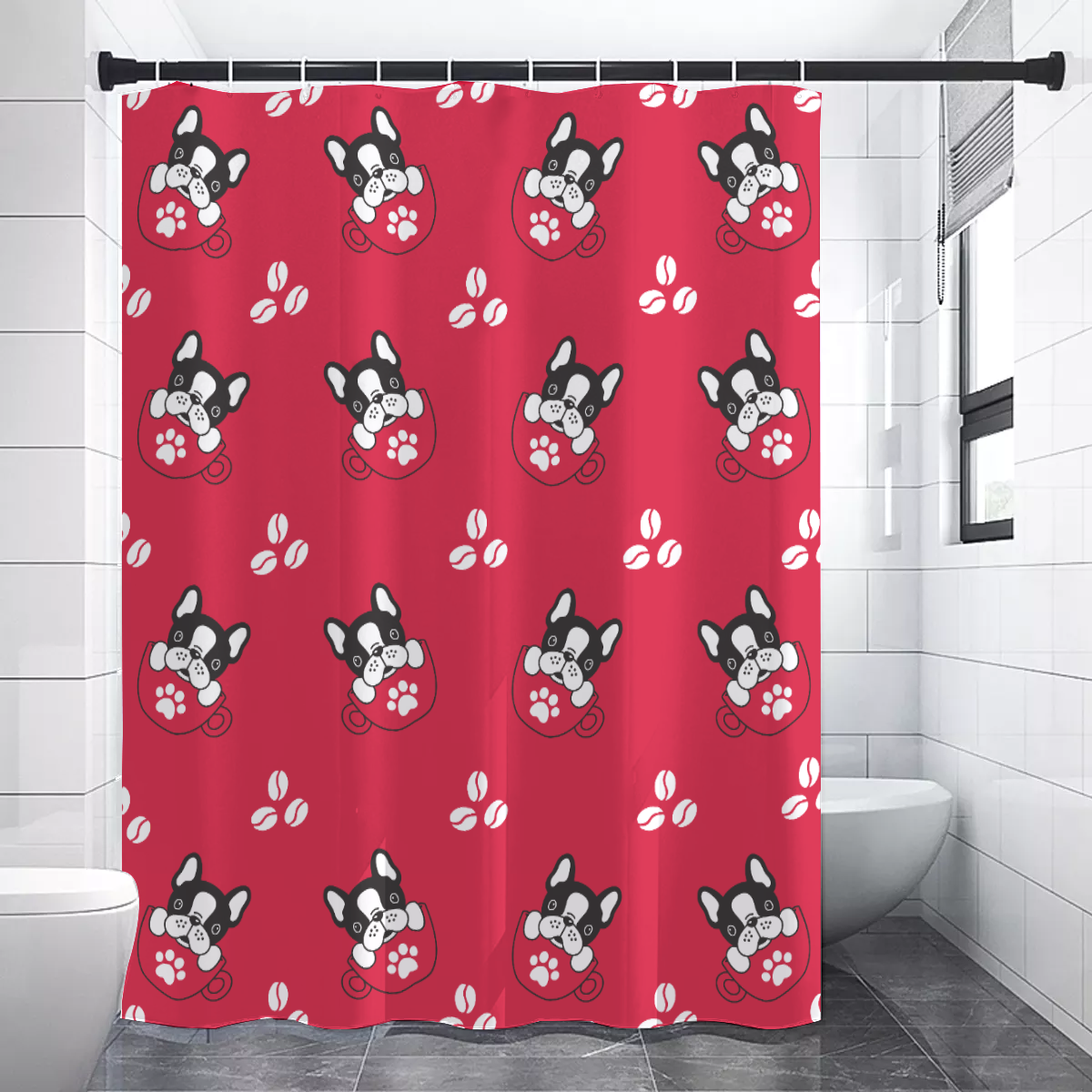 HENRY French Bulldog Bathroom Curtain for Dog Moms & Dads-fadou