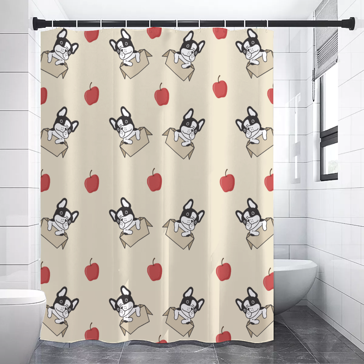 OSCAR French Bulldog Shower Curtain for Frenchie Enthusiasts-fadou
