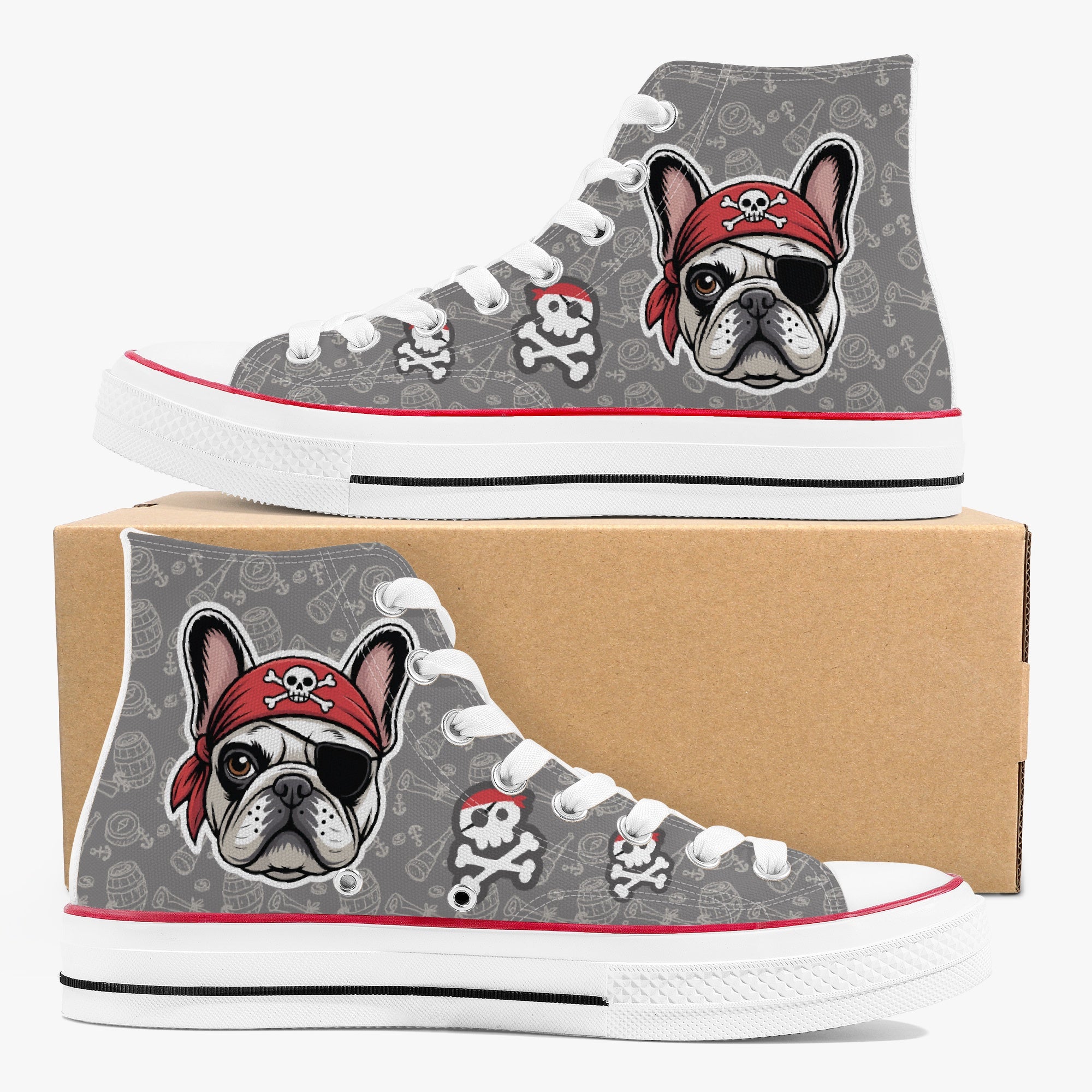 French Bulldog High-Top Casual Footwear for Dog Park Days-fadou
