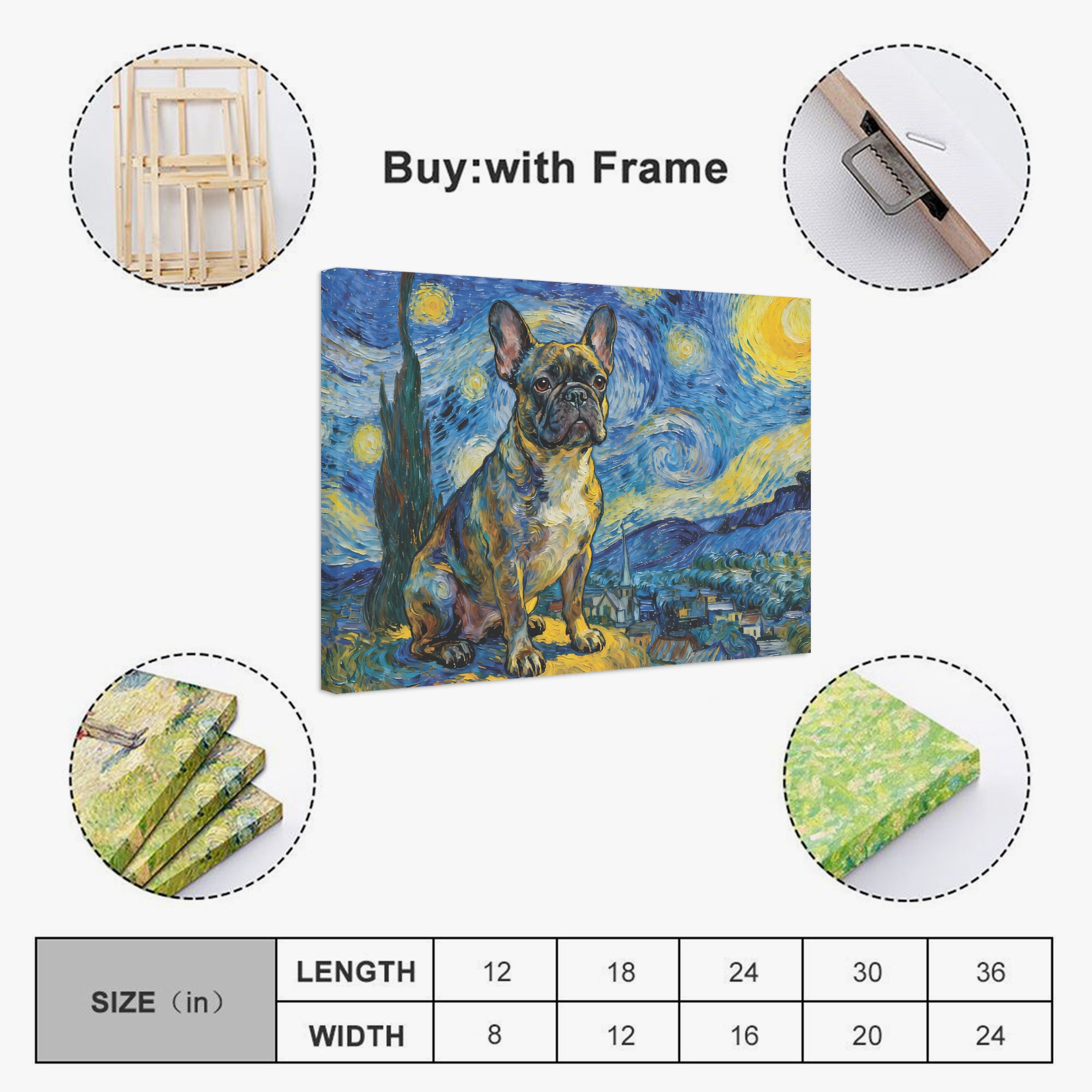 Tulip Adorable Canvas Wall Art for Frenchie Enthusiasts-fadou