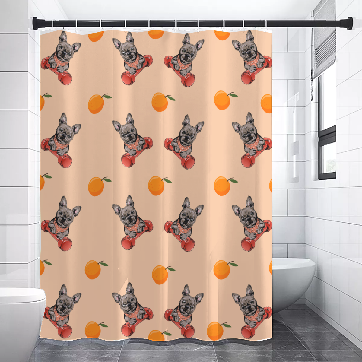 MAX French Bulldog Shower Curtain for Frenchie Enthusiasts-fadou