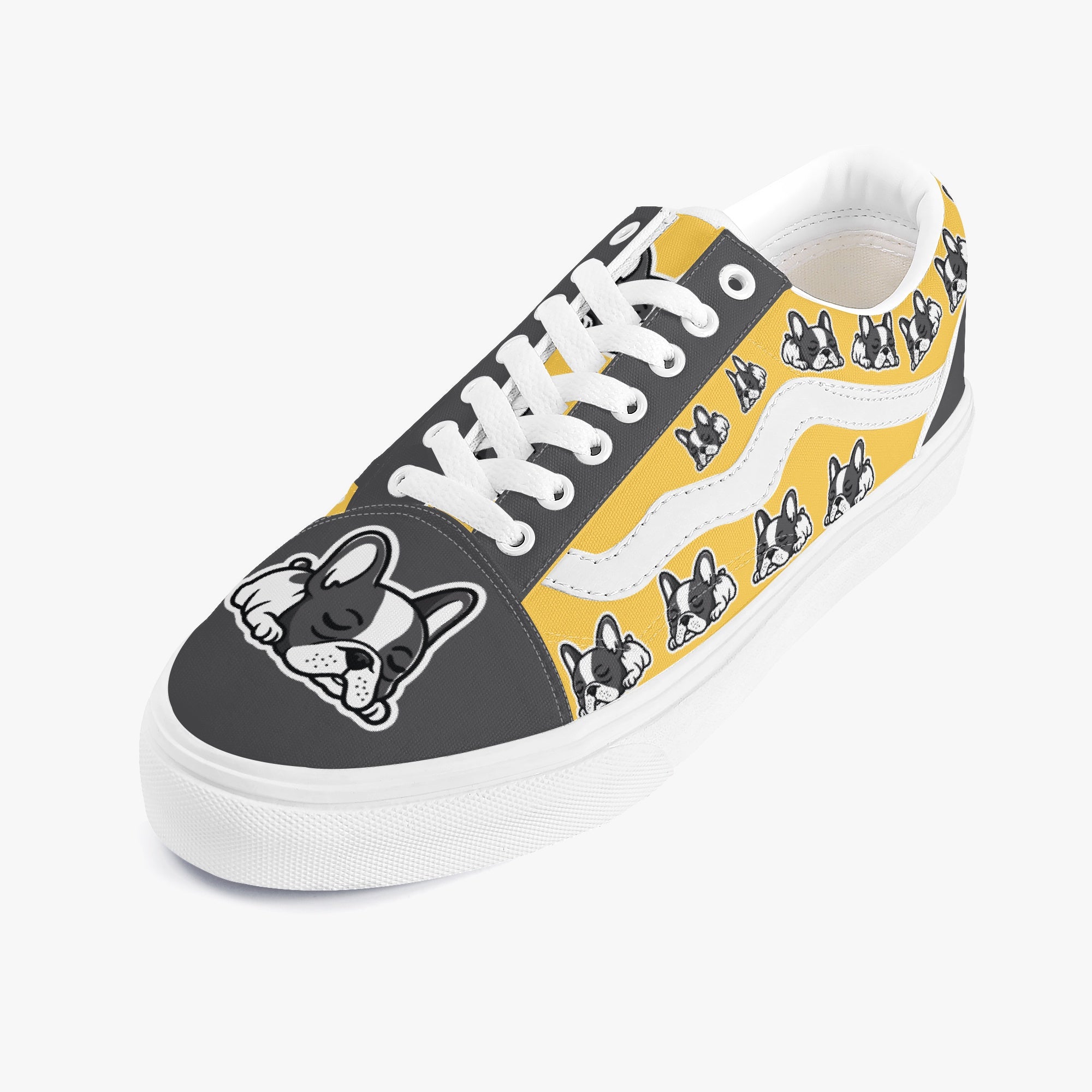 French Bulldog Trendy Canvas Sneakers for Frenchie Enthusiasts-fadou