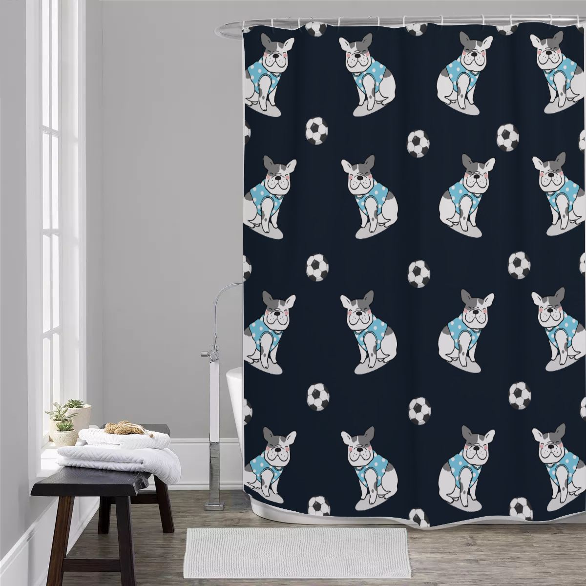 ODIE French Bulldog Bathroom Curtain for Dog Moms & Dads-fadou