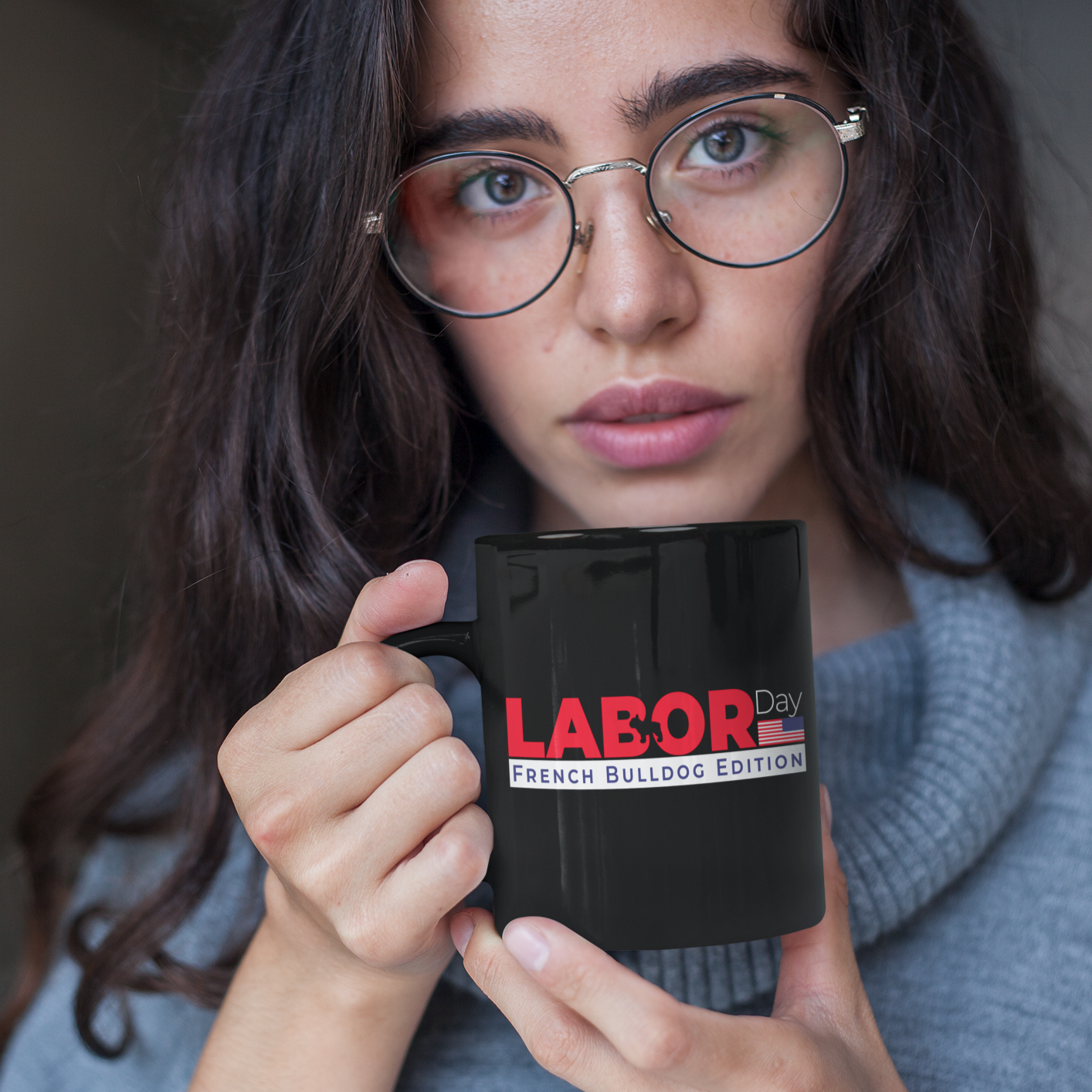 Frenchie Edition - Black Glossy Mug for Dog Moms & Dads-fadou