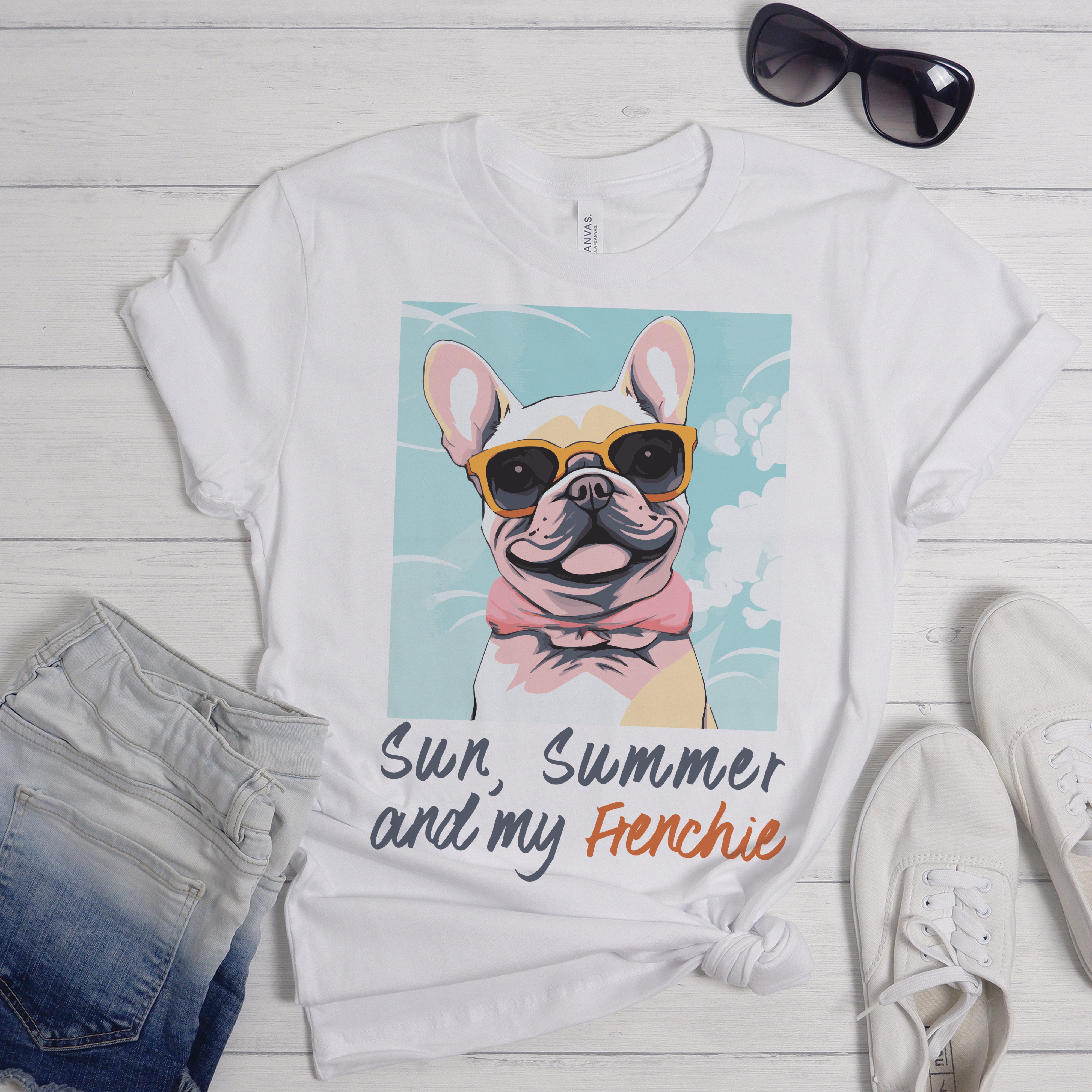 French Bulldog Summer Dog Lover Tee for Frenchie Enthusiasts-fadou