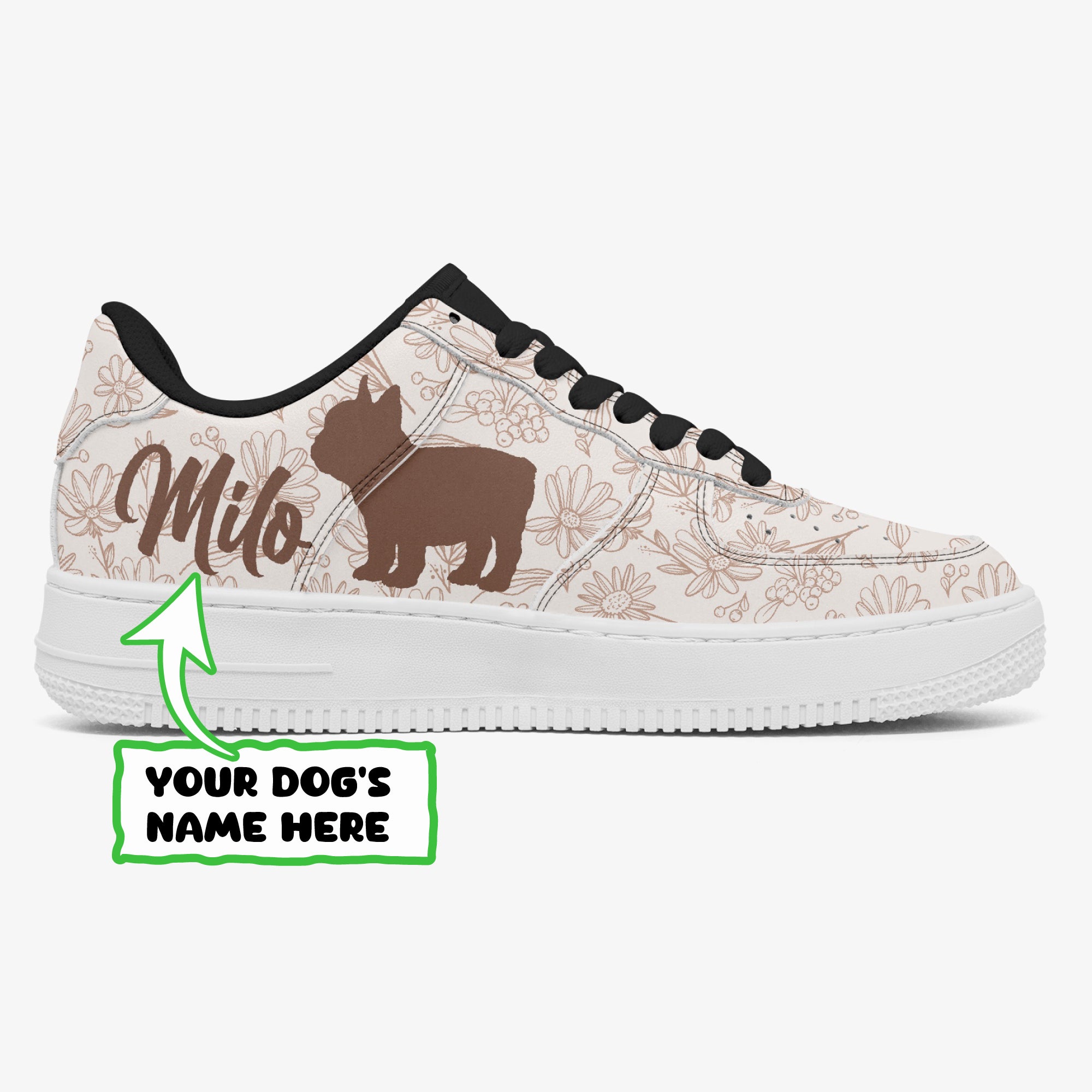 Leather Personalized Casual Footwear for Frenchie Enthusiasts-fadou