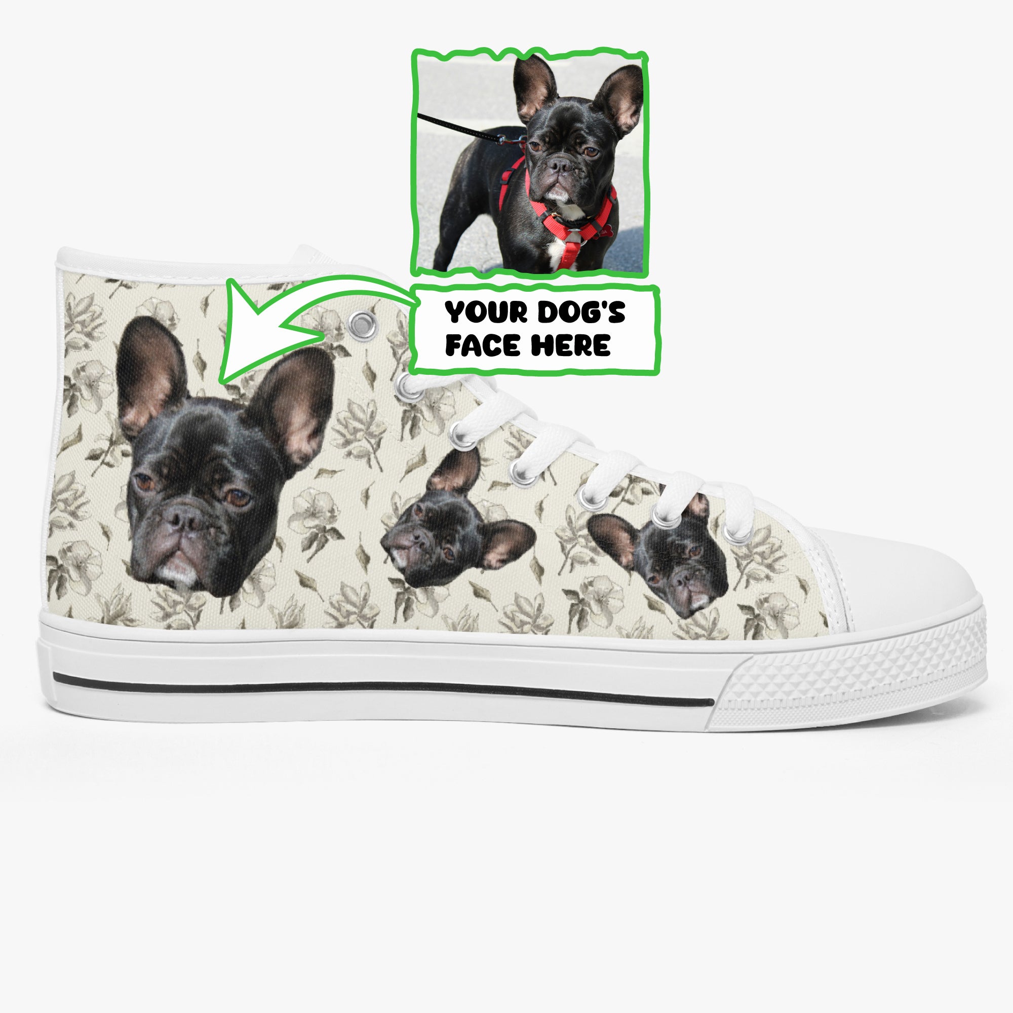French Bulldog Personalized Canvas Sneakers for Pet Parents-fadou