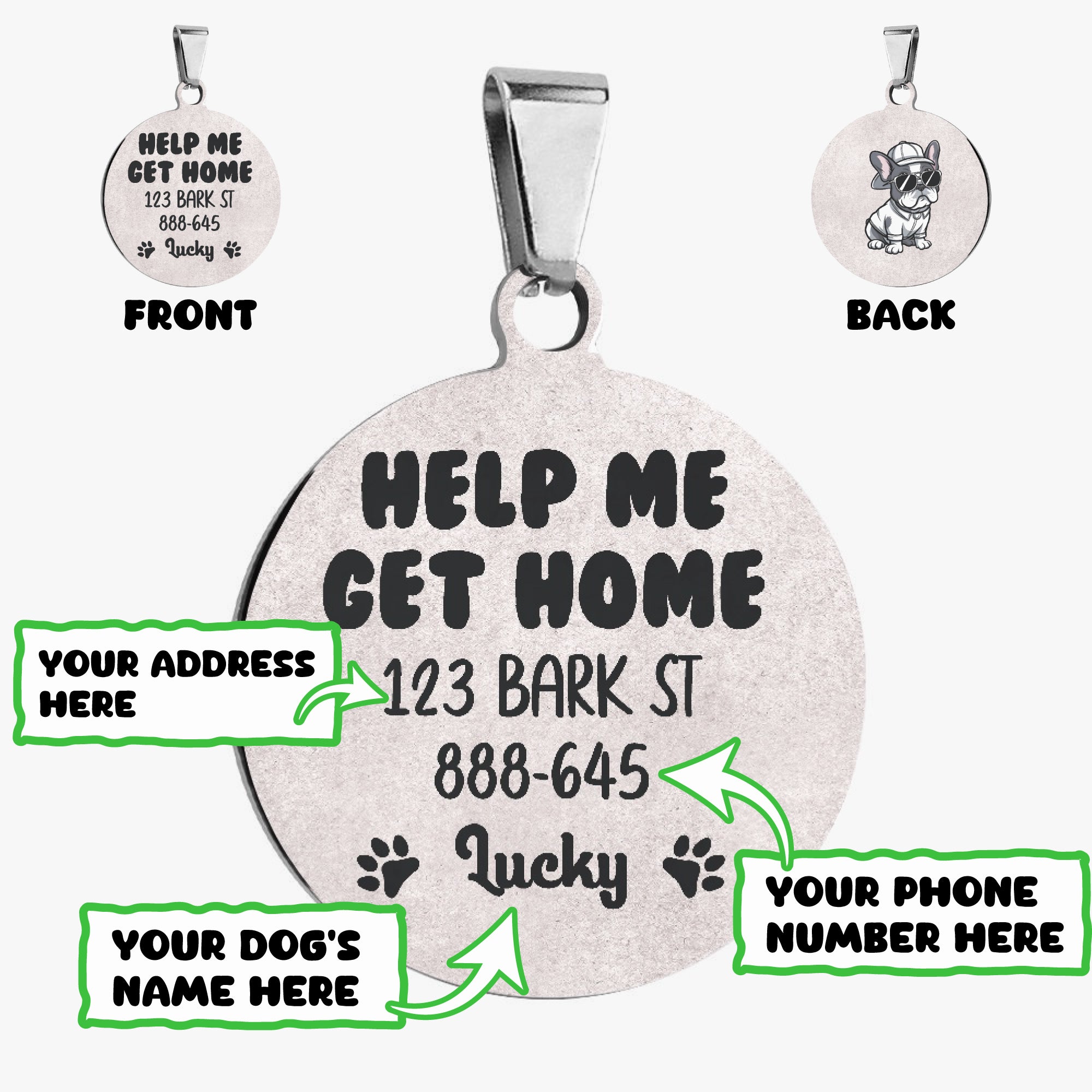 French Bulldog Custom ID Tag for Flat-Face Breeds Gifts-fadou