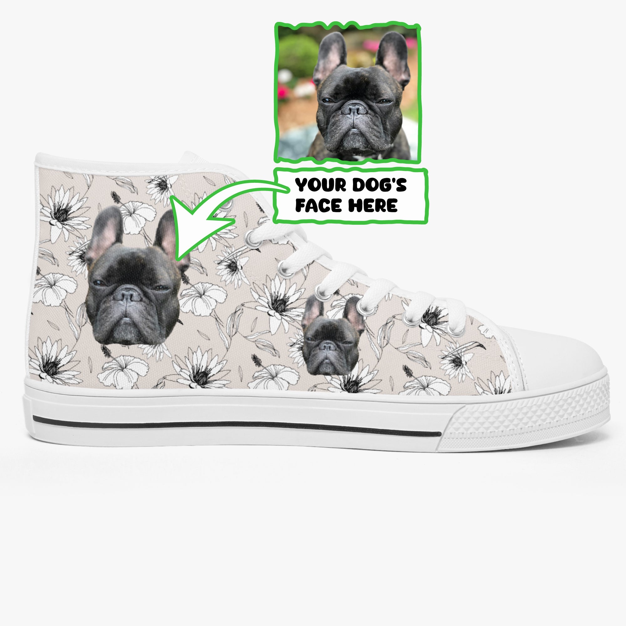 Frenchie Personalized Canvas Sneakers for Bulldog Owners-fadou