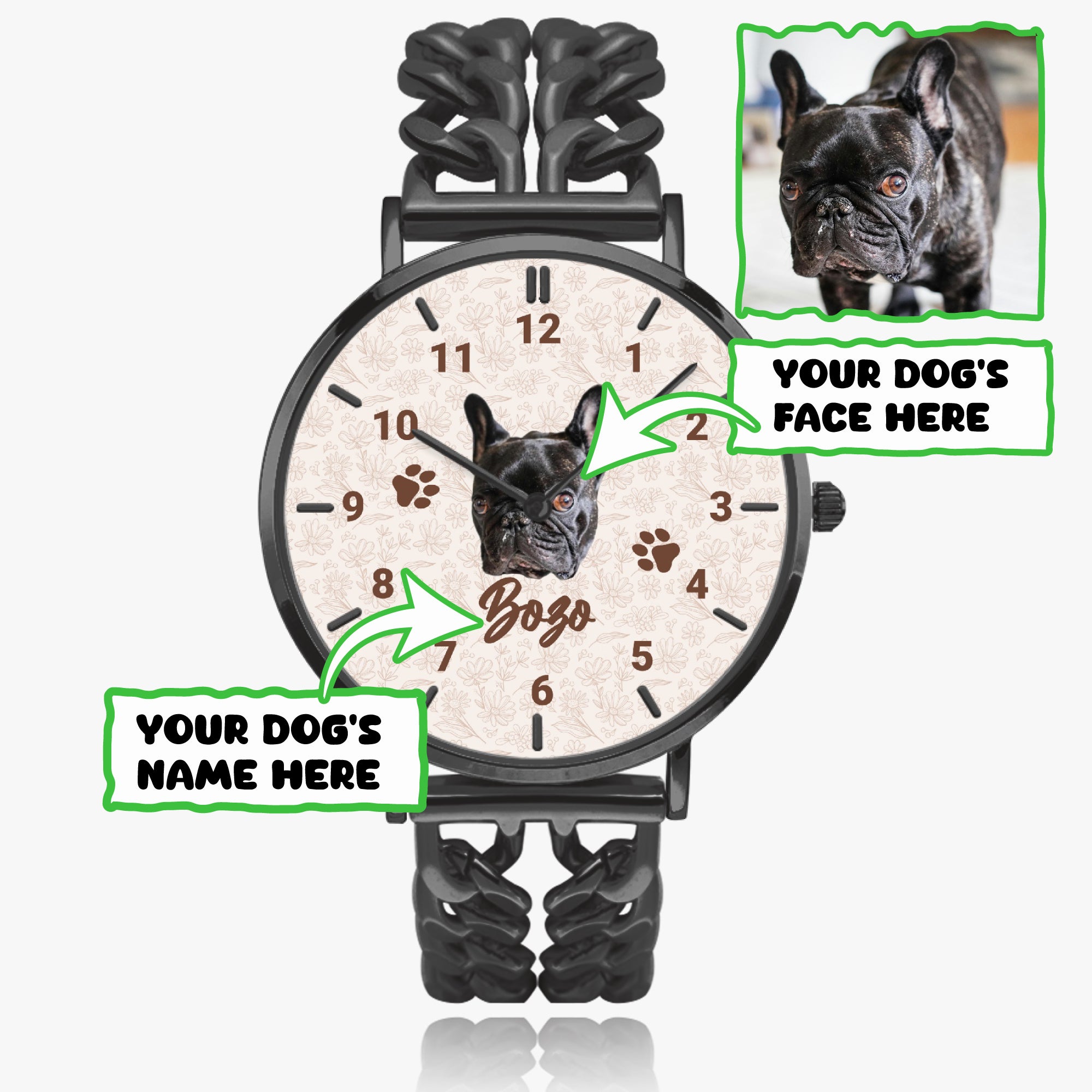 French Bulldog Personalized Casual Watch for Frenchie Fans-fadou
