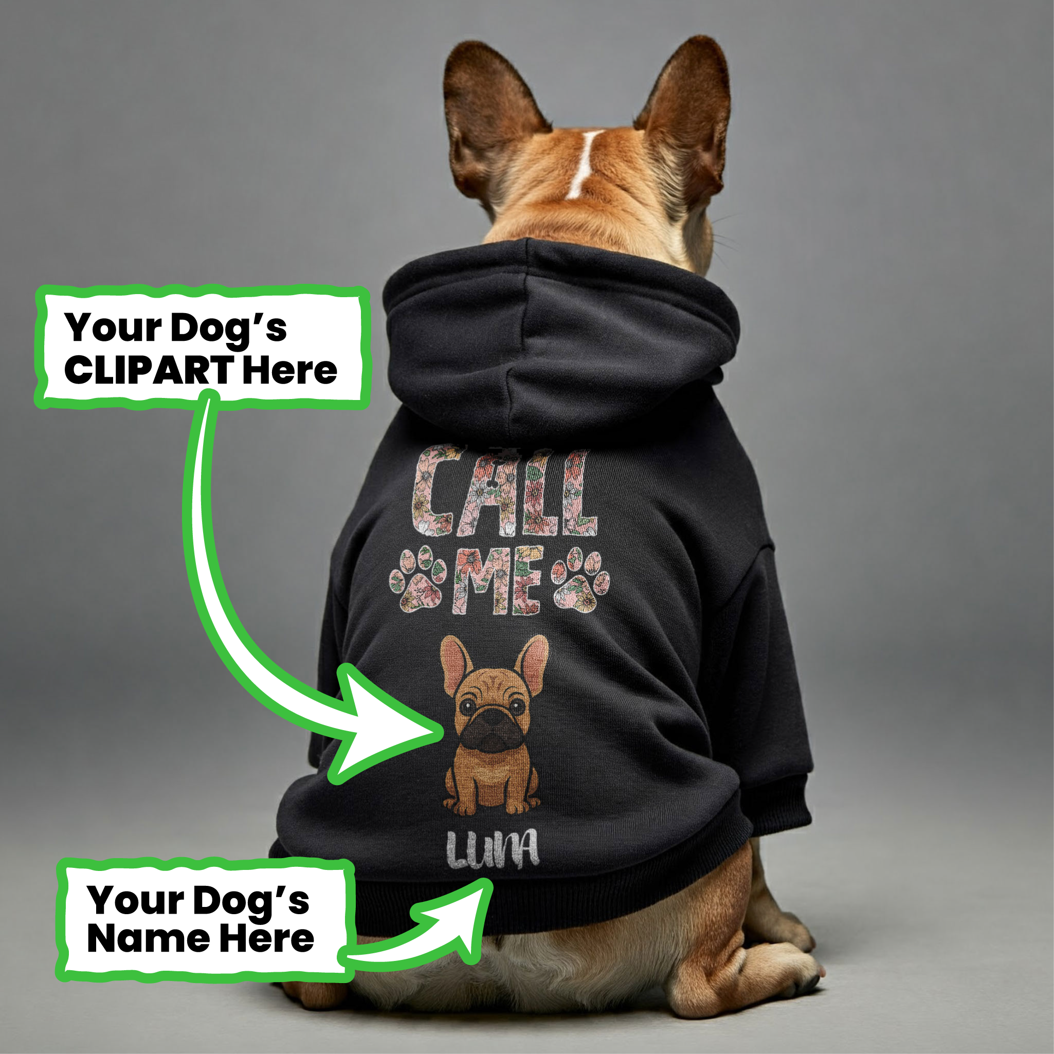 Frenchie Personalized Fleece Hoodie for Brachycephalic Dogs-fadou