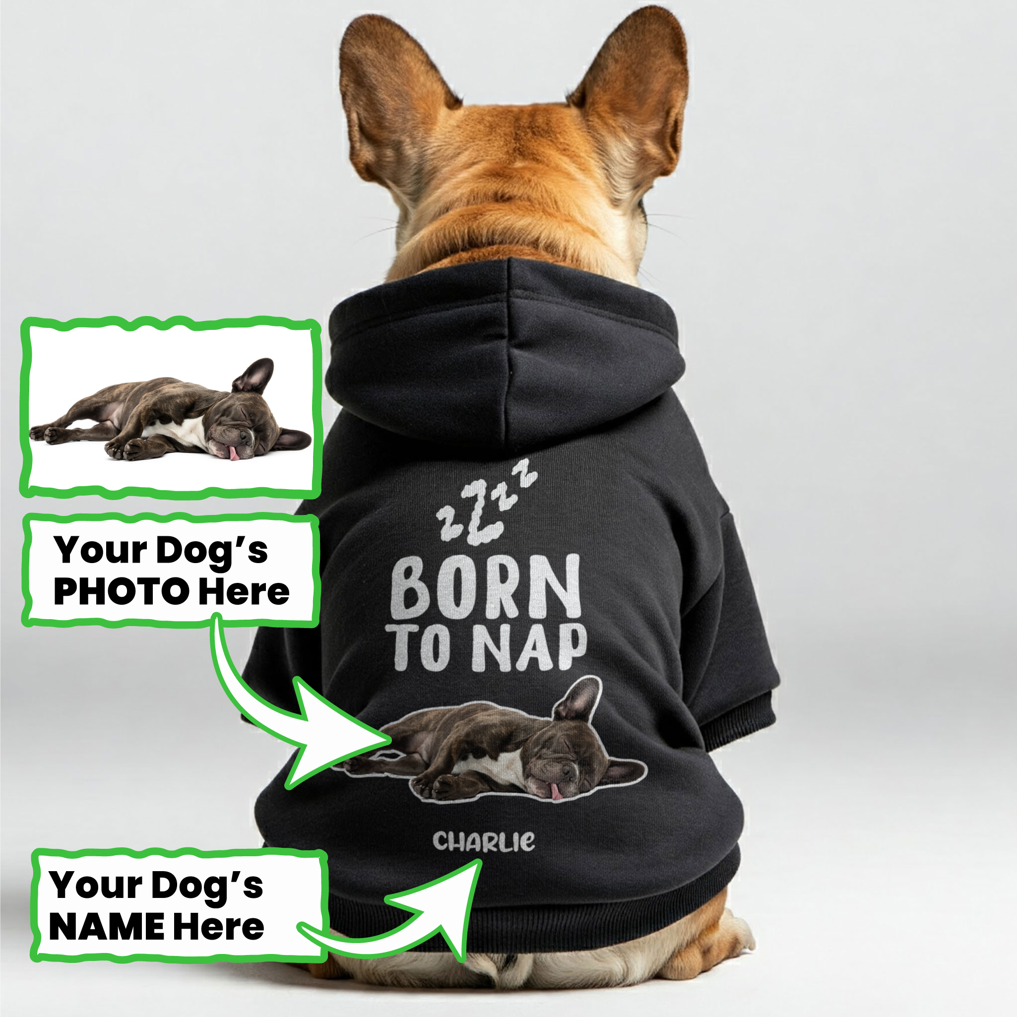 French Bulldog Personalized Fleece Hoodie for Small Breeds-fadou
