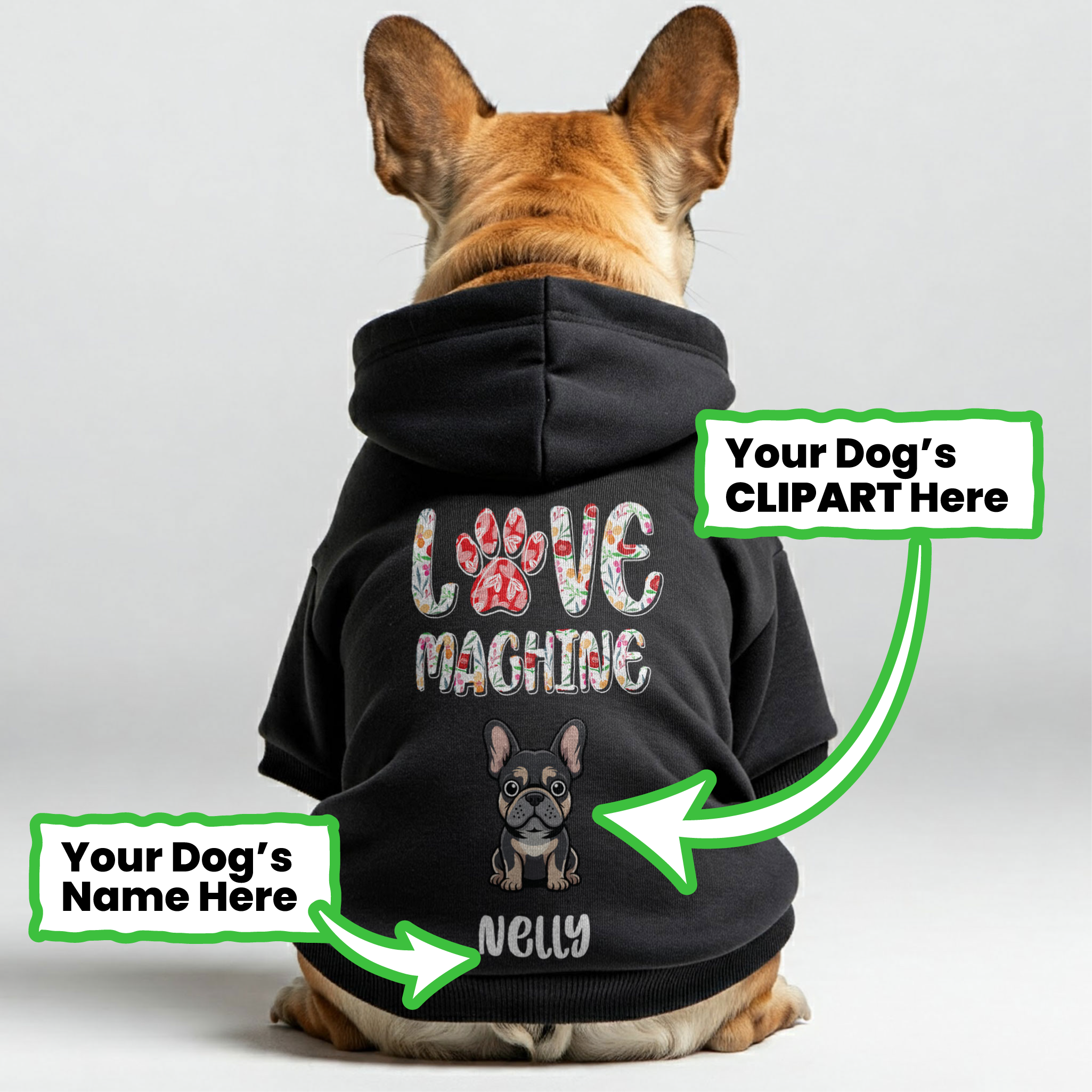 Love French Bulldog Fleece Hoodie for Training Sessions-fadou