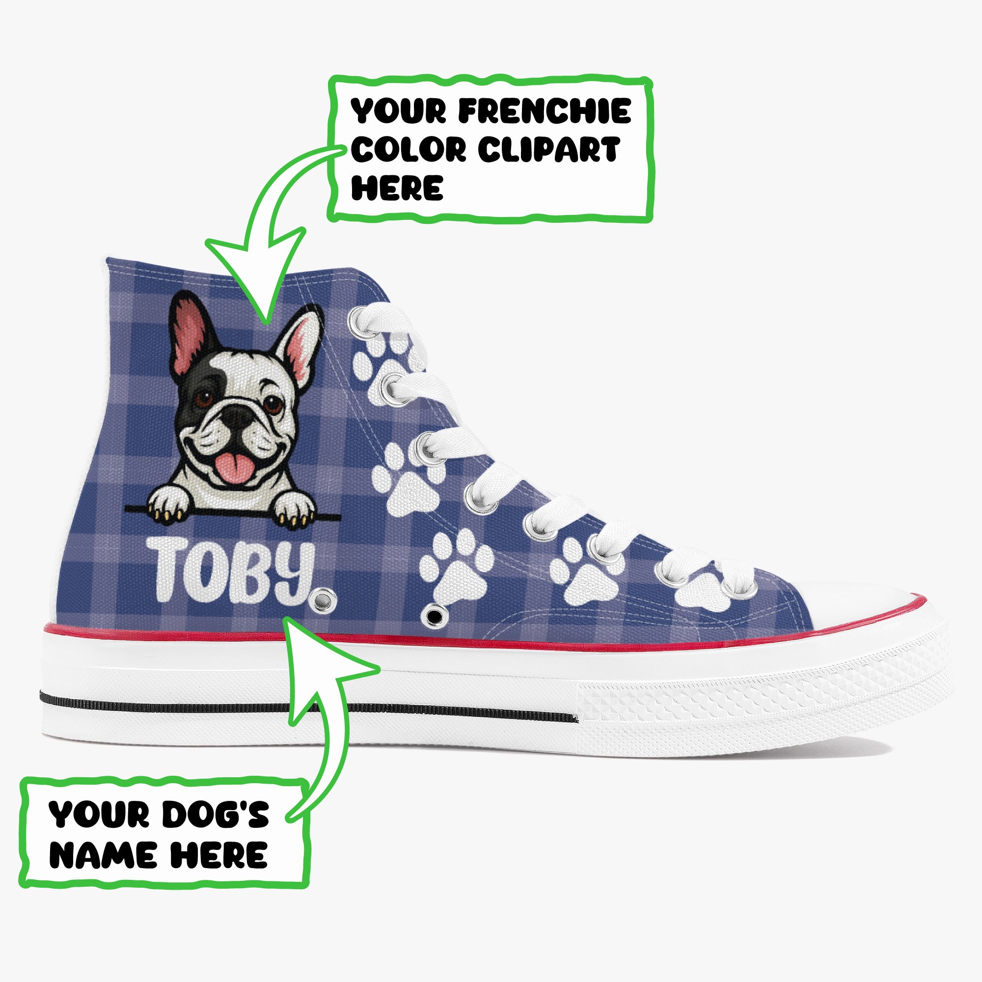 French Bulldog Personalized Canvas Sneakers for Dog Park Days-fadou