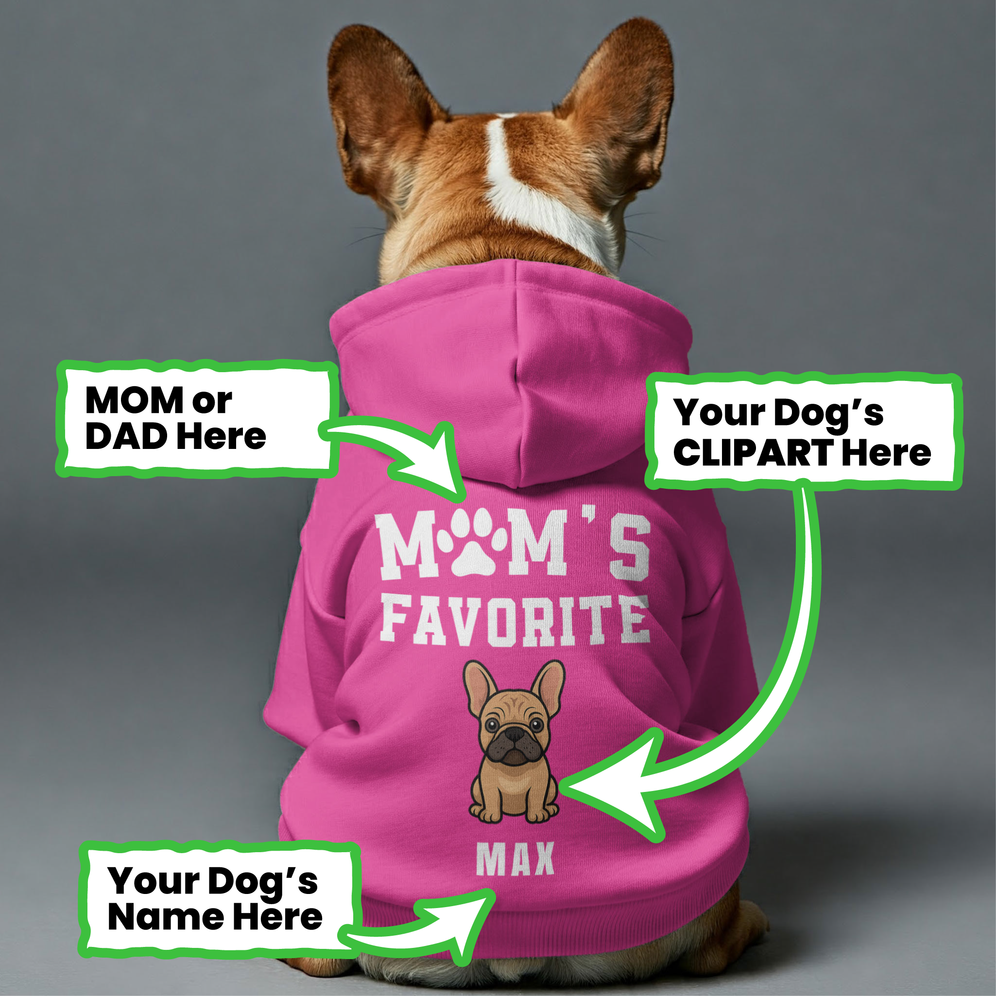French Bulldog Cotton Fleece Hoodie for Flat-Face Breeds-fadou