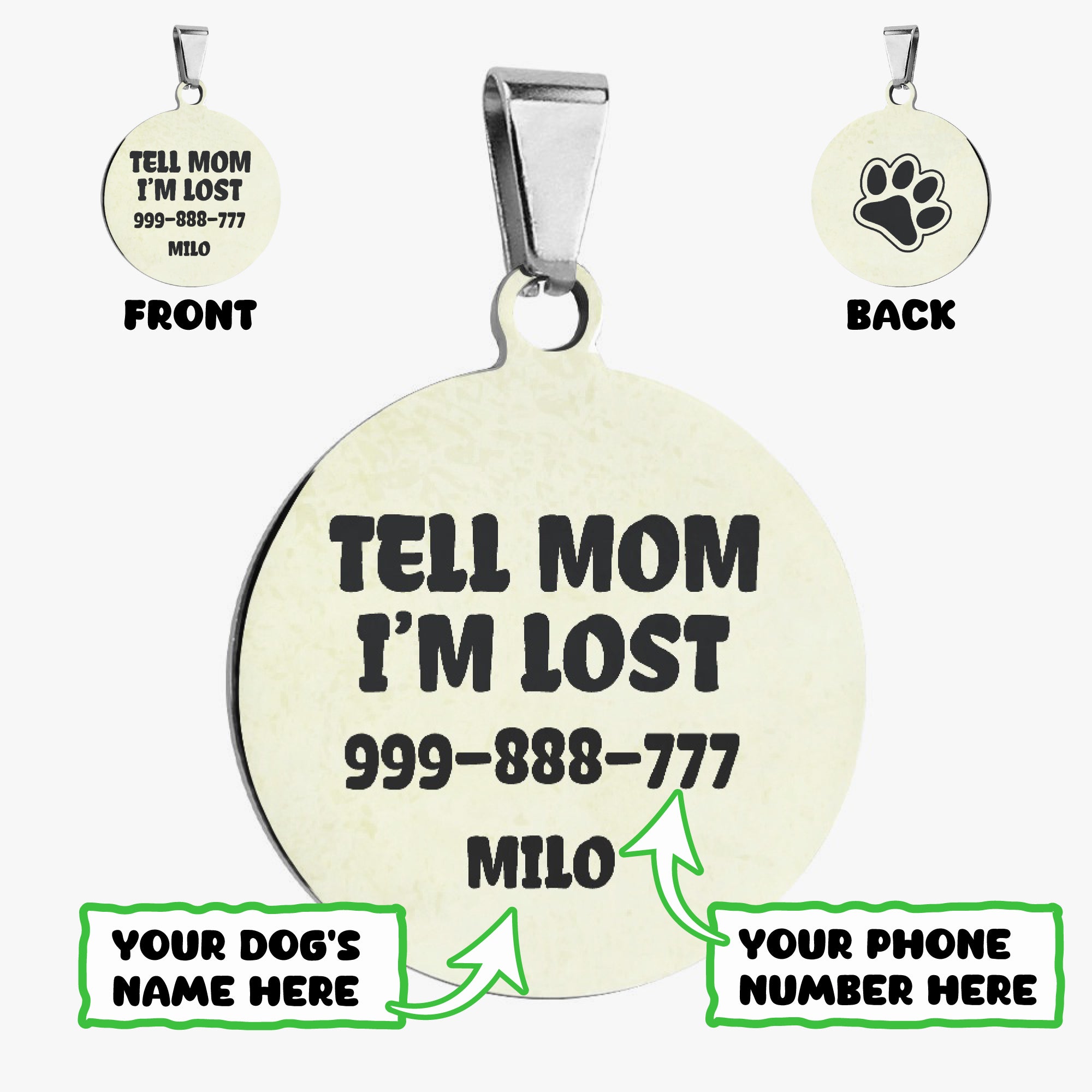 TELL MOM- Custom Double-Sided French Bulldog Tag for Flat-Face Breeds-fadou