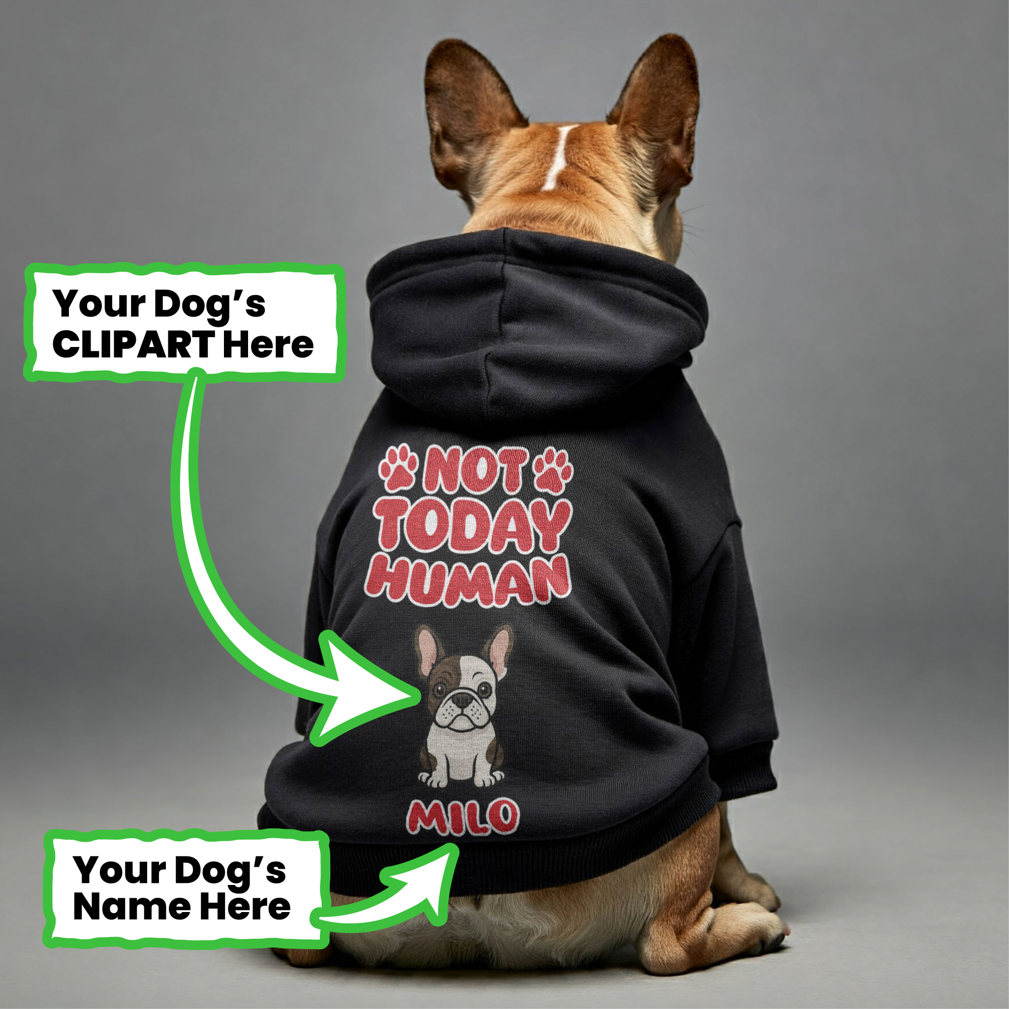 Not French Bulldog Fleece Hoodie for Outdoor Adventures-fadou