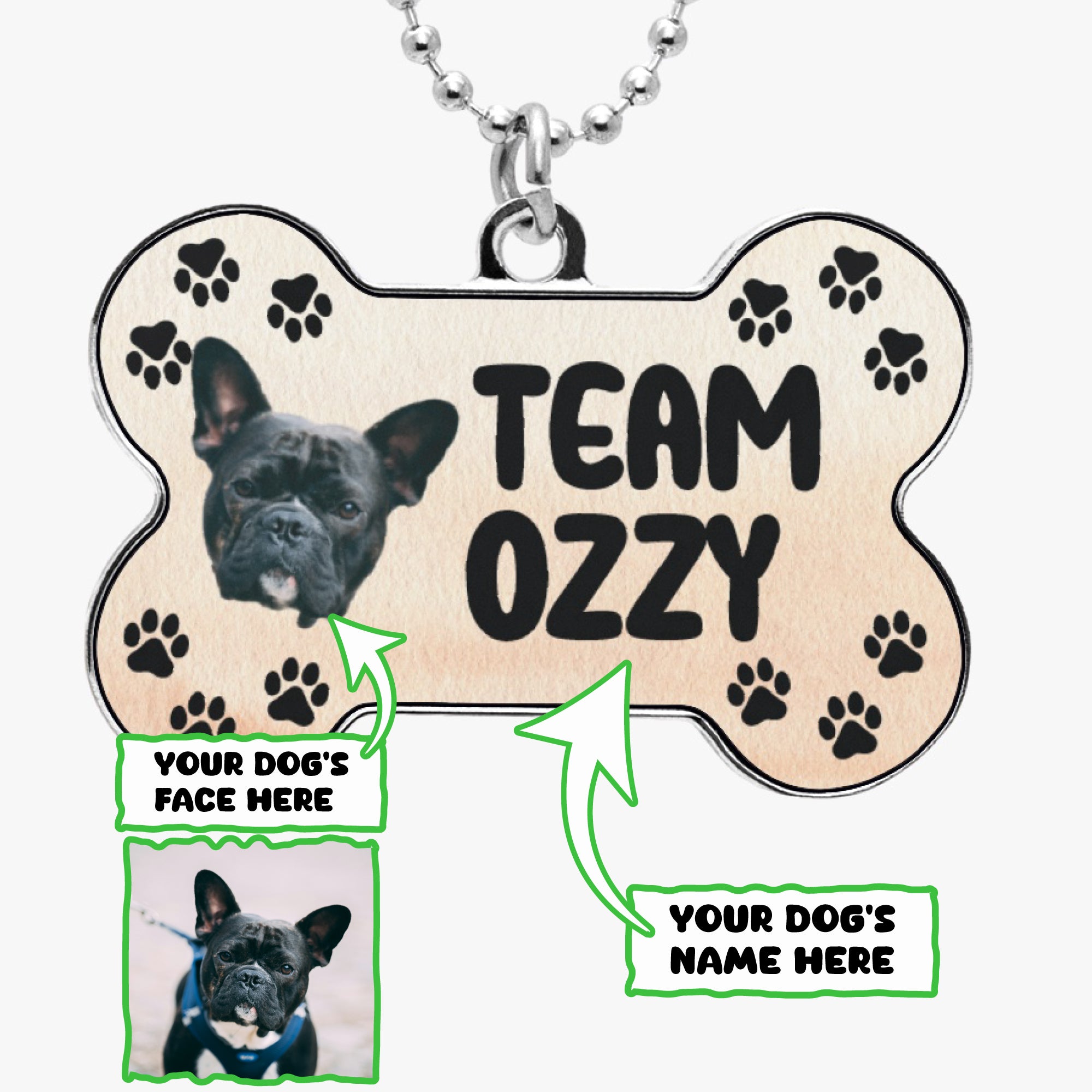 Team French Bulldog Charm Necklace for Frenchie Enthusiasts-fadou