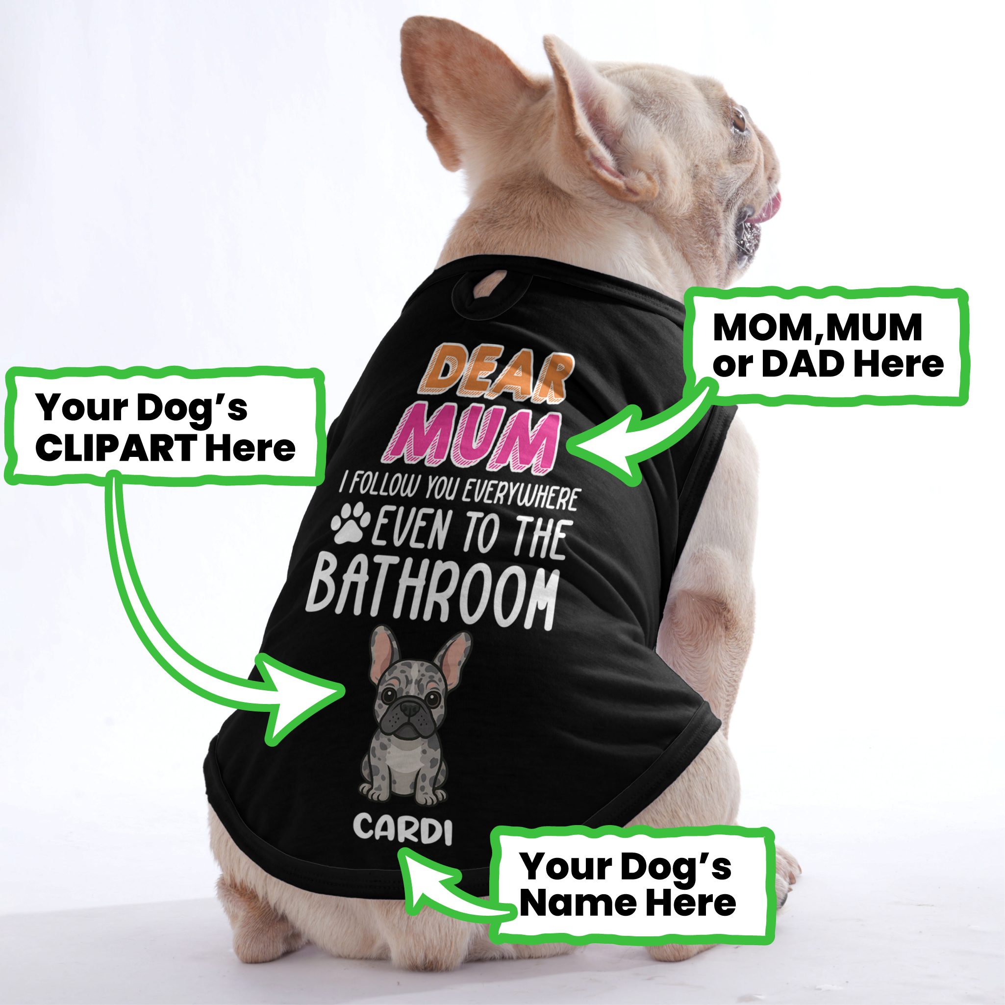 French Bulldog Personalized Cotton T-Shirt for Frenchie Fans-fadou